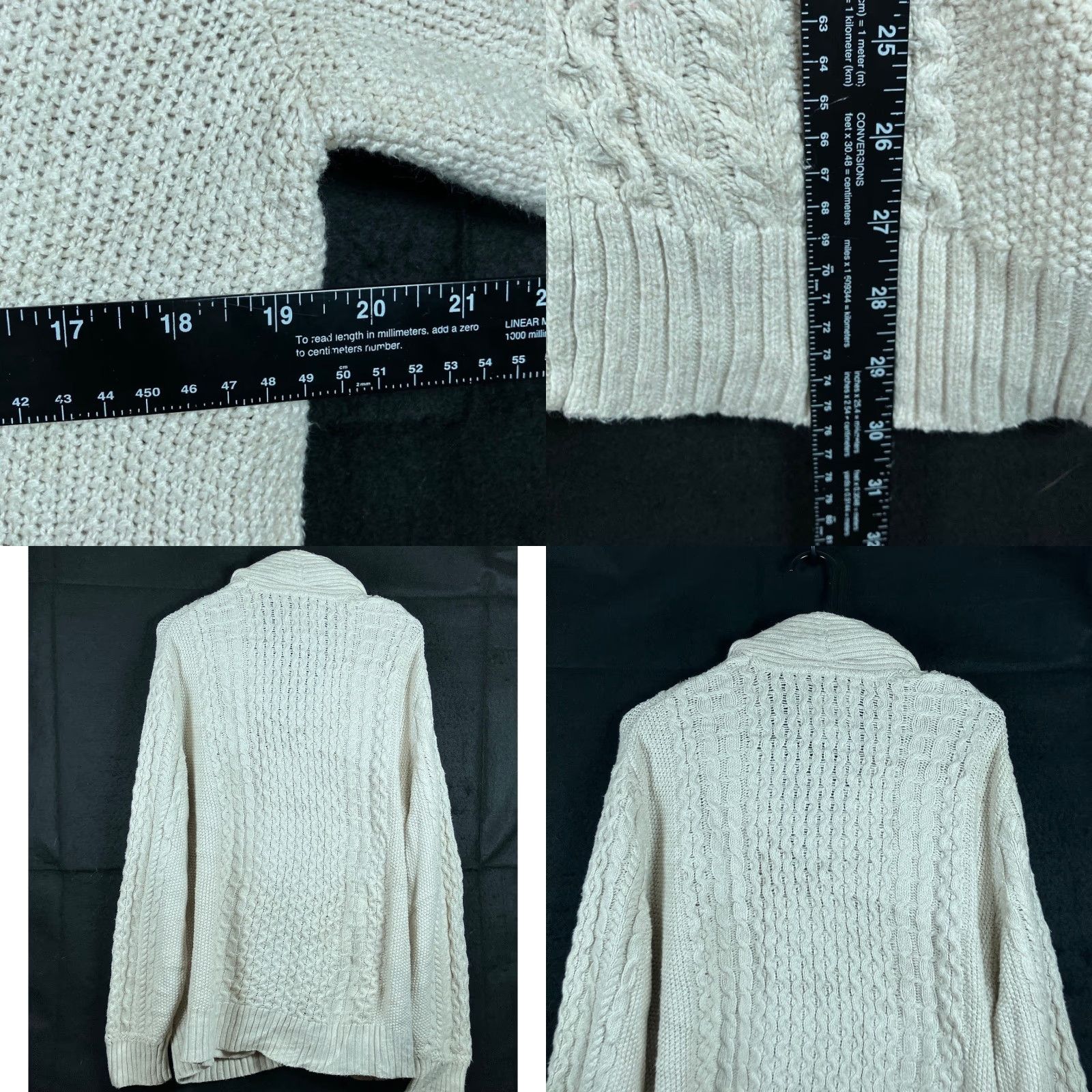 Vintage American Eagle Mens Sweater Cardigan Oatmeal Button Front Shawl Neck Knit Cotton Blend XL Tan Size US XL / EU 56 / 4 - 8 Thumbnail
