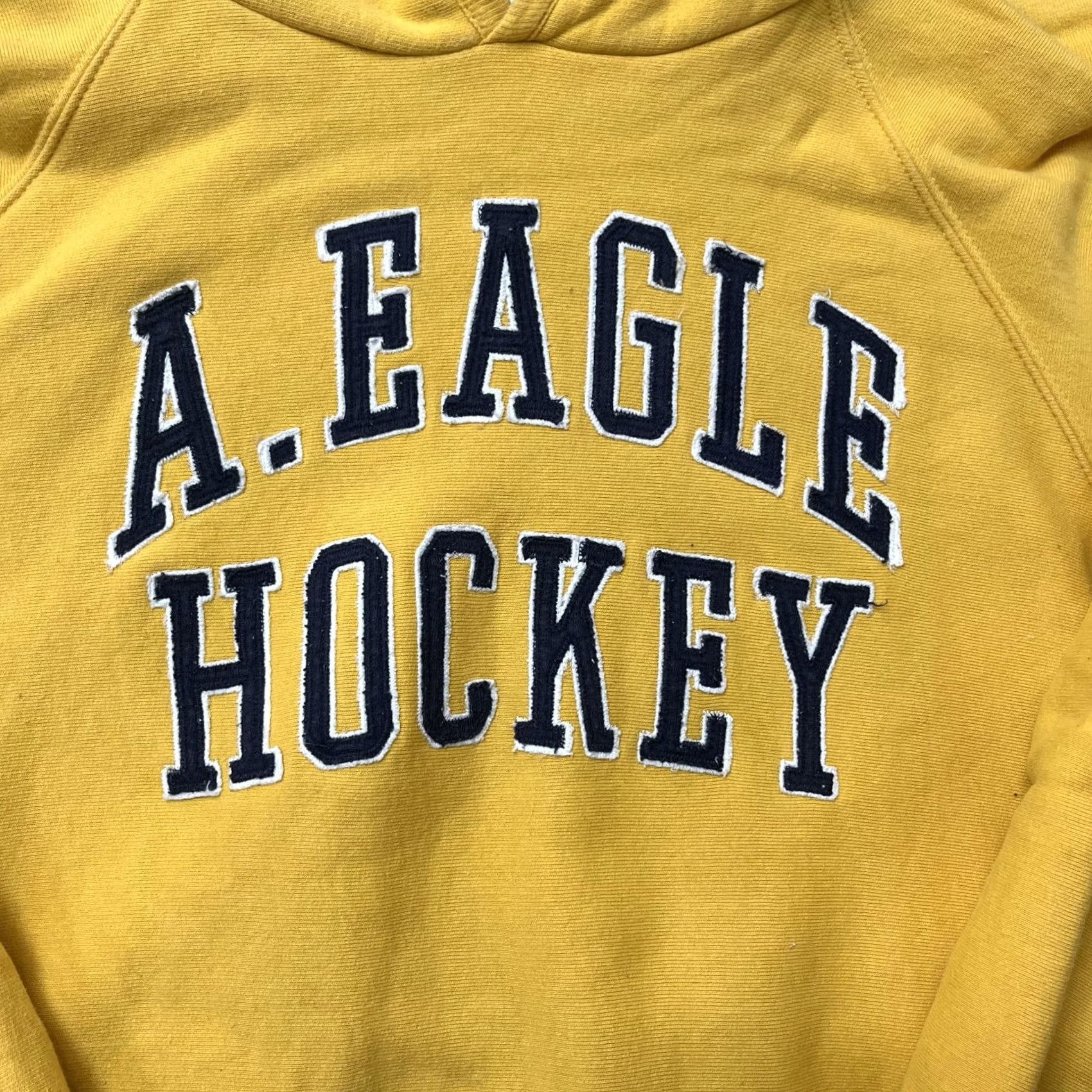 American Eagle Outfitters VINTAGE American Eagle Outfitters Hoodie Mens XL Yellow Fleece Hockey Pullover 36 Back Size US XL / EU 56 / 4 - 3 Thumbnail