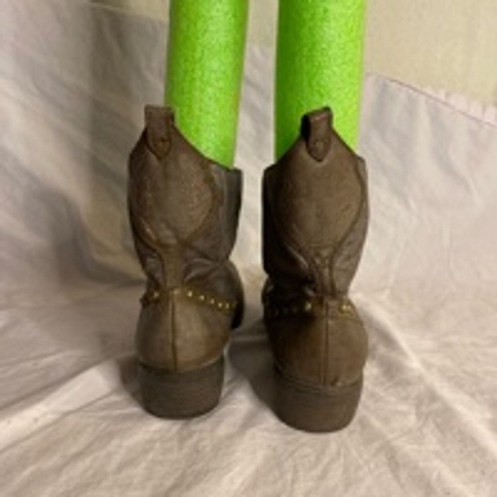 Other Boho Western Festival Brown Leather Studded Ankle Boots Size US 7 / IT 37 - 4 Thumbnail