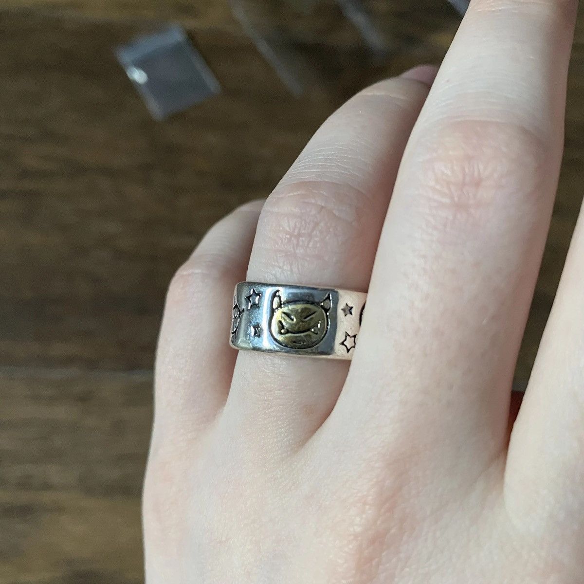 Jewelry × Vintage Cute Smile Star Demon Pattern Ring Size ONE SIZE - 4 Thumbnail