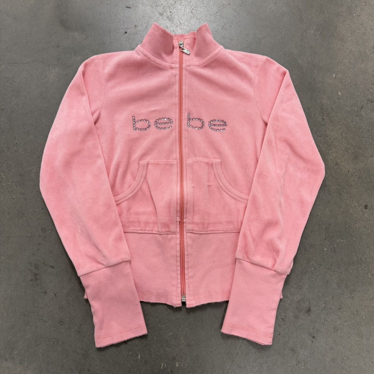 Bebe Bebe Rhinestone Velour Zip Up Jacket Pink Y2K McBling Size M / US 6-8 / IT 42-44 - 1 Thumbnail