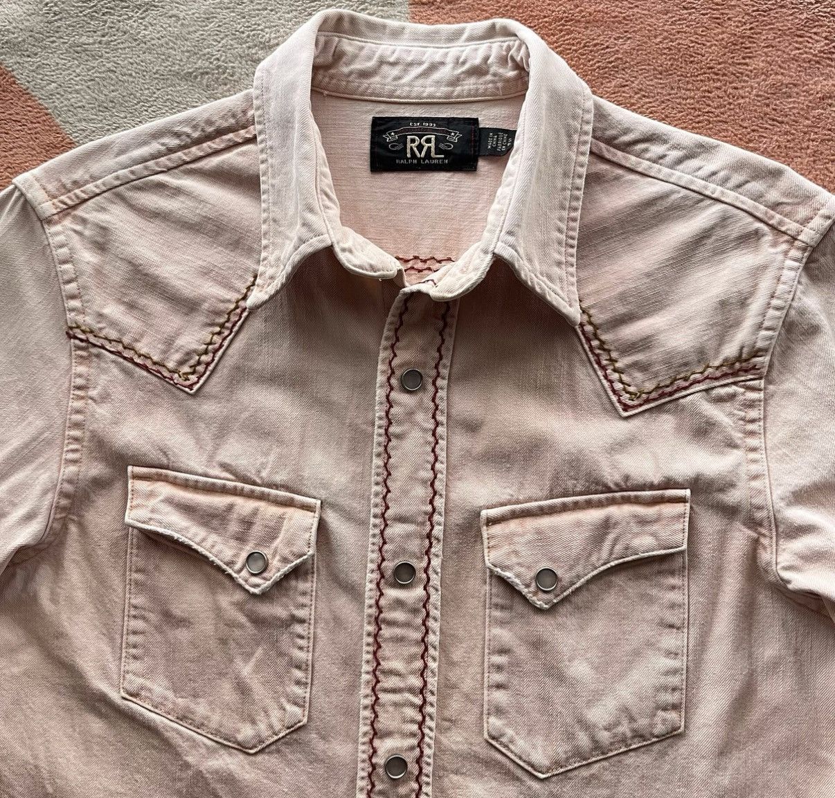 RRL Ralph Lauren Washed Pink Western Shirt - Ralph Lauren Double RL K22 Size US S / EU 44-46 / 1 - 3 Thumbnail