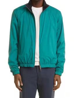 image of Loro Piana O1W1Db11223 Bomber Windmate Stretch In Green Mint, Men's (Size Medium)