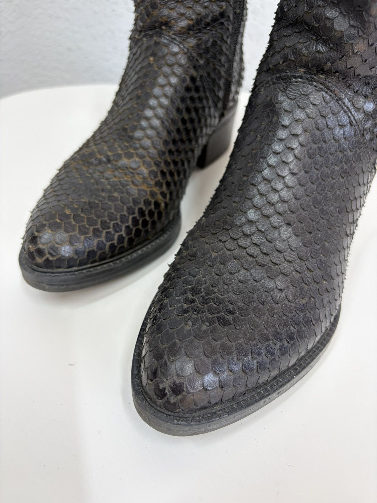 If Six Was Nine Vintage CCP Artisanal Python Skin Boots Rare Exotic Leather Size US 8 / IT 38 - 5 Thumbnail