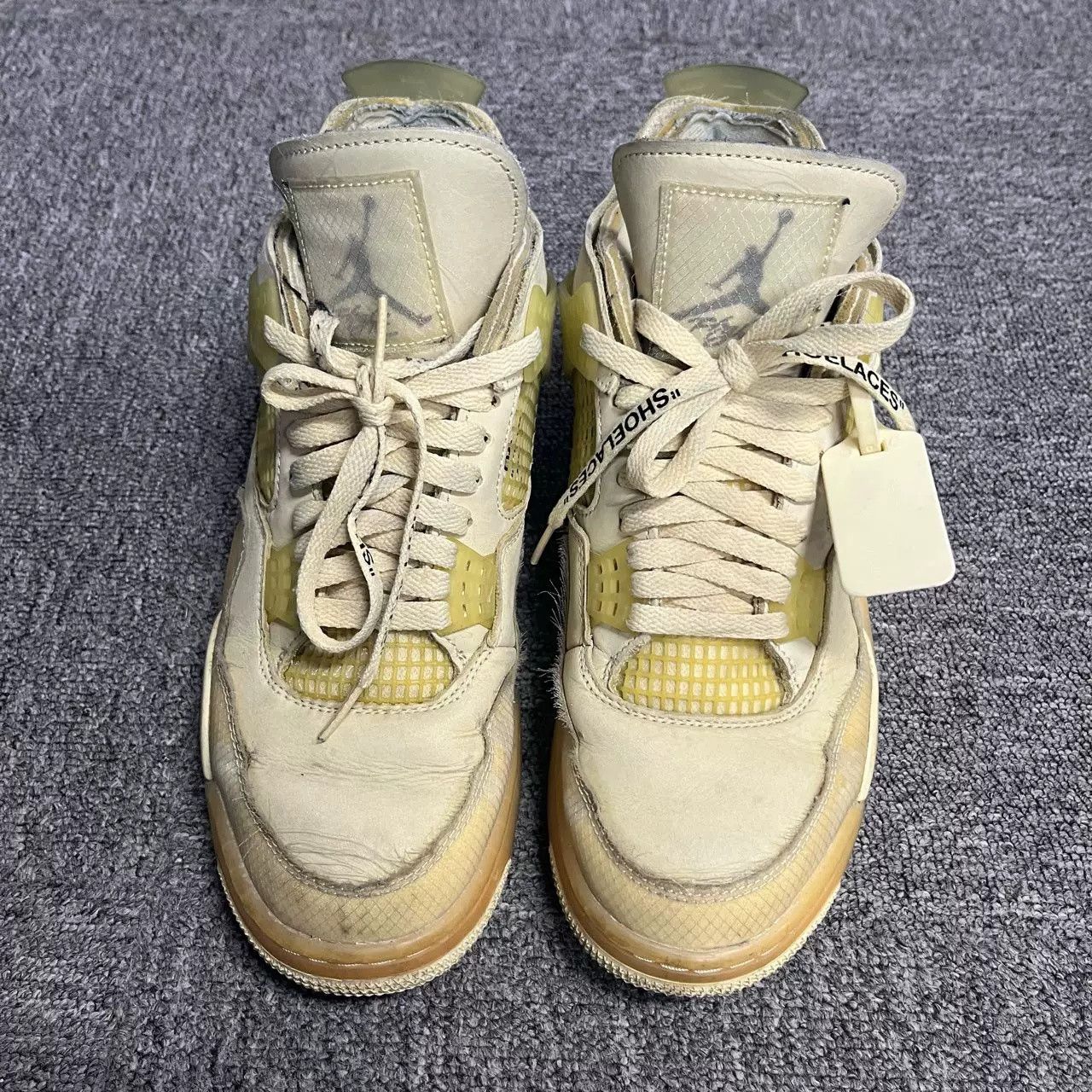 Jordan Brand Nike Off-White AJ4 Beige Basketball Shoes Size US 5 / EU 37 - 1 Thumbnail