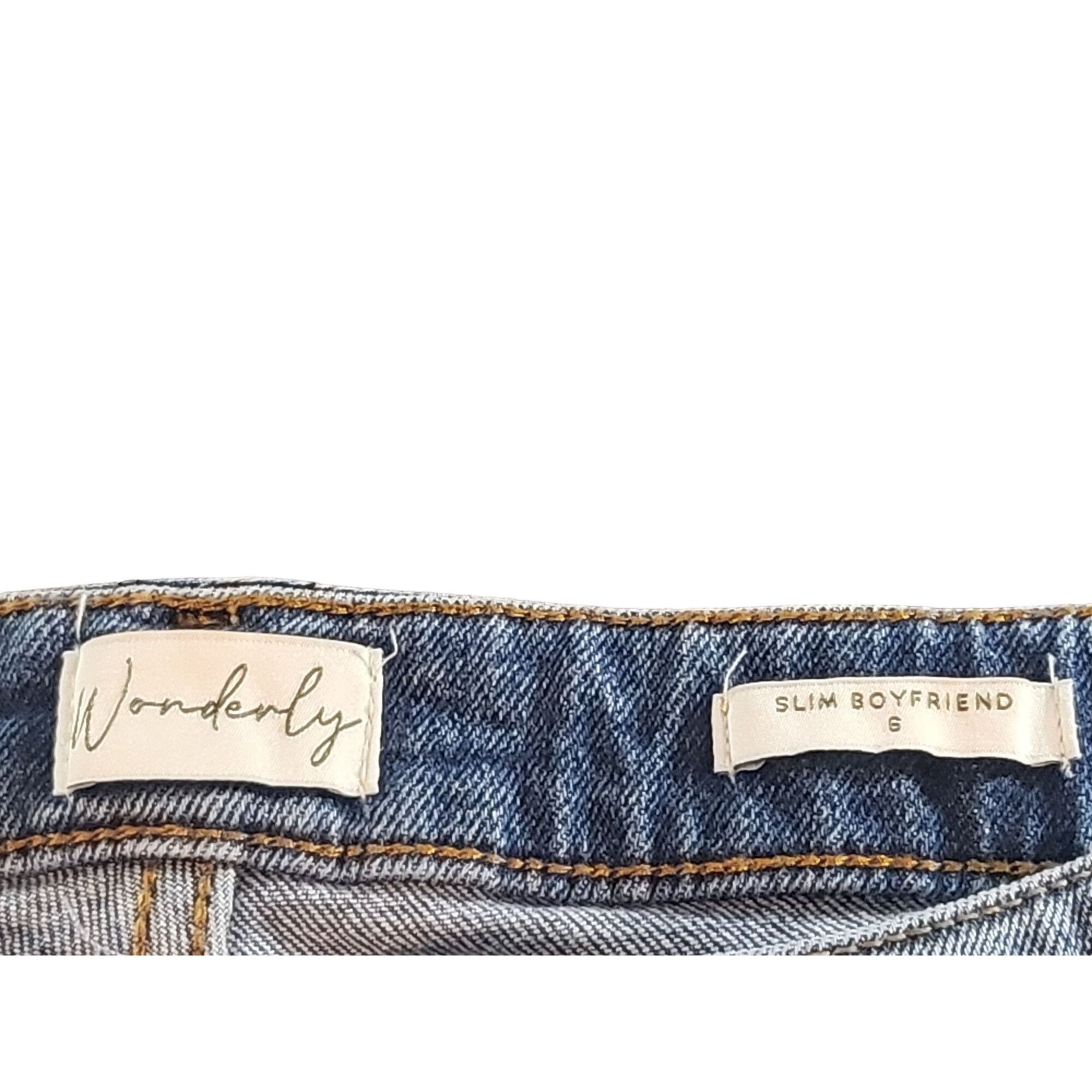 Other Wonderly Slim Boyfriend Patchwork Jeans Women Sz 6 Blue Deni Size 28" / US 6 / IT 42 - 6 Thumbnail