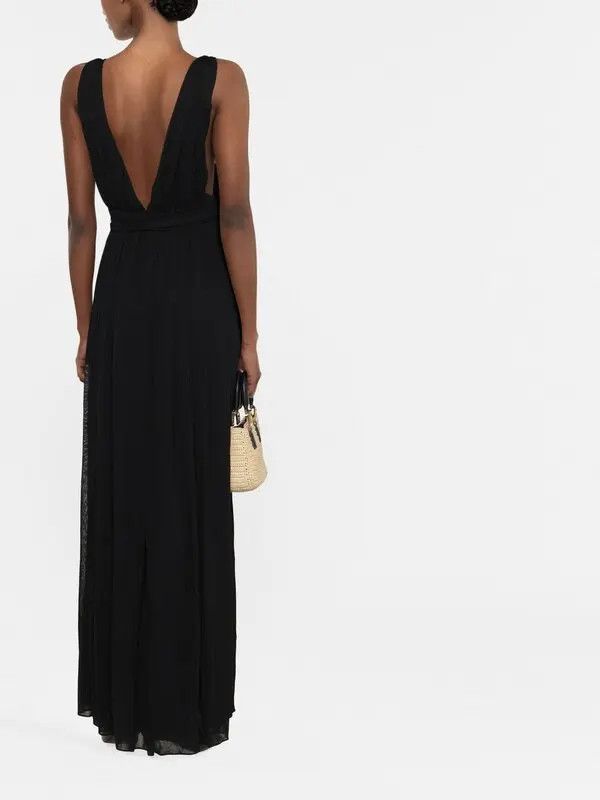 Saint Laurent Paris o1bcso1str1125 Robe Drapee Longue Jersey in Black Size XL / US 12-14 / IT 48-50 - 4 Thumbnail