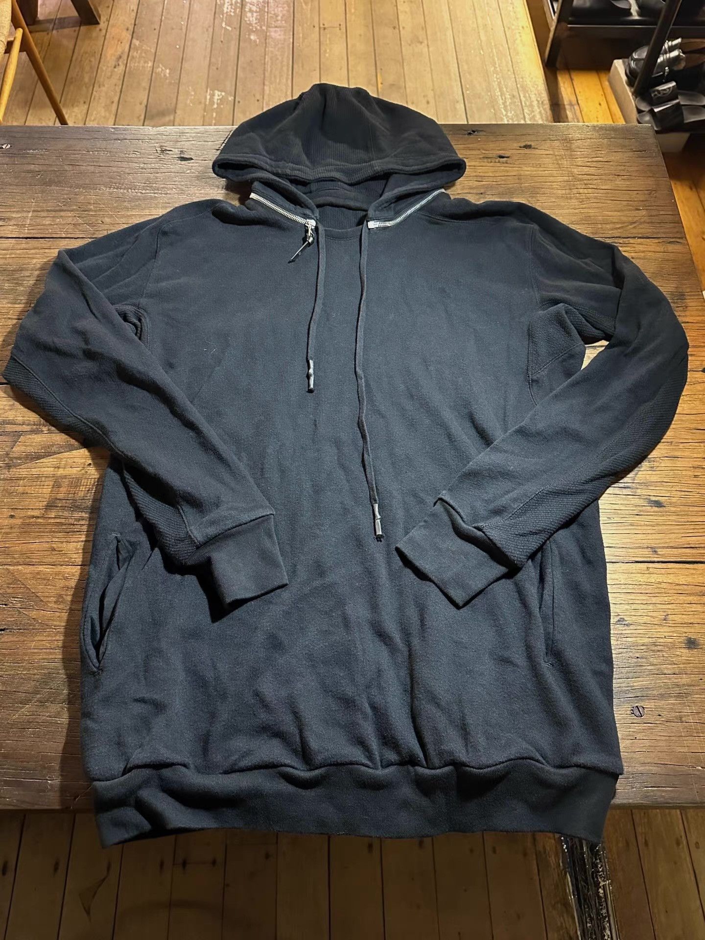 11 By Boris Bidjan Saberi 11byBBS 15FW Black H1 Detachable Zip Hoodie Ｑ25 Size US XL / EU 56 / 4 - 1 Thumbnail