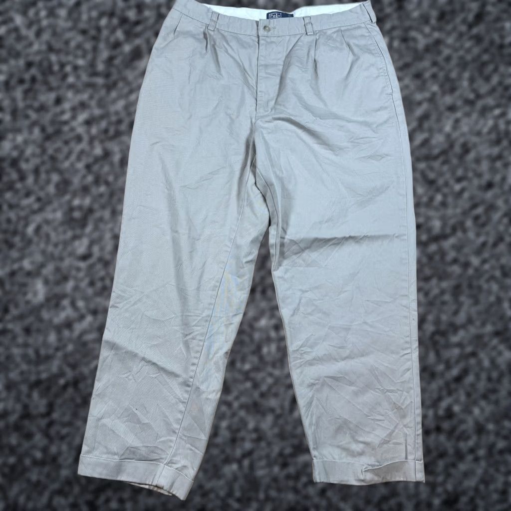 Polo Ralph Lauren VINTAGE Polo Ralph Lauren Pants Chino Cuffed Mens 34 Beige 32 Inseam 34x32 Khaki Pleated Size US S / EU 44-46 / 1 - 1 Thumbnail