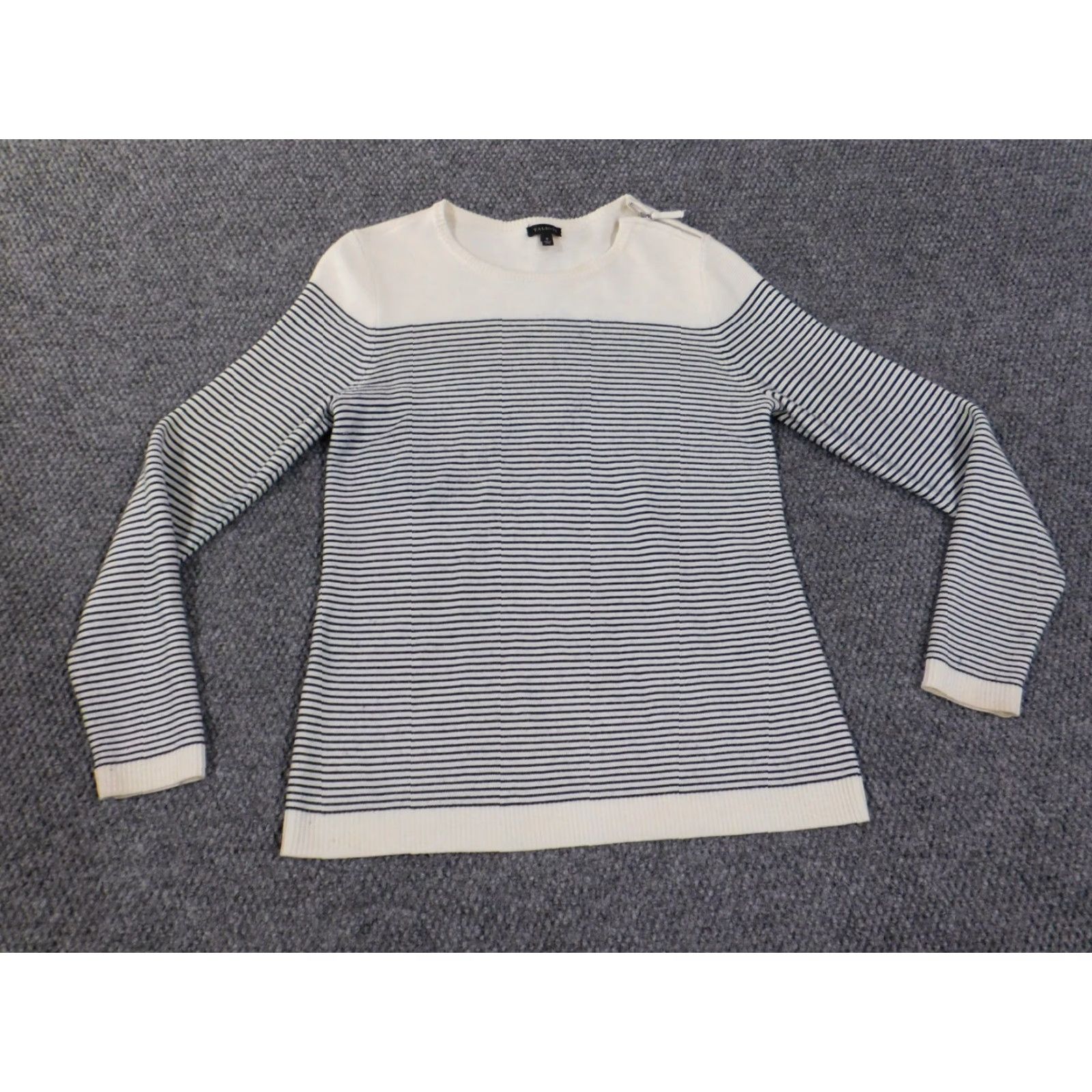 Talbots Talbots Sweater Womens small blue pullover striped crew neck stretch Size S / US 4 / IT 40 - 2 Thumbnail