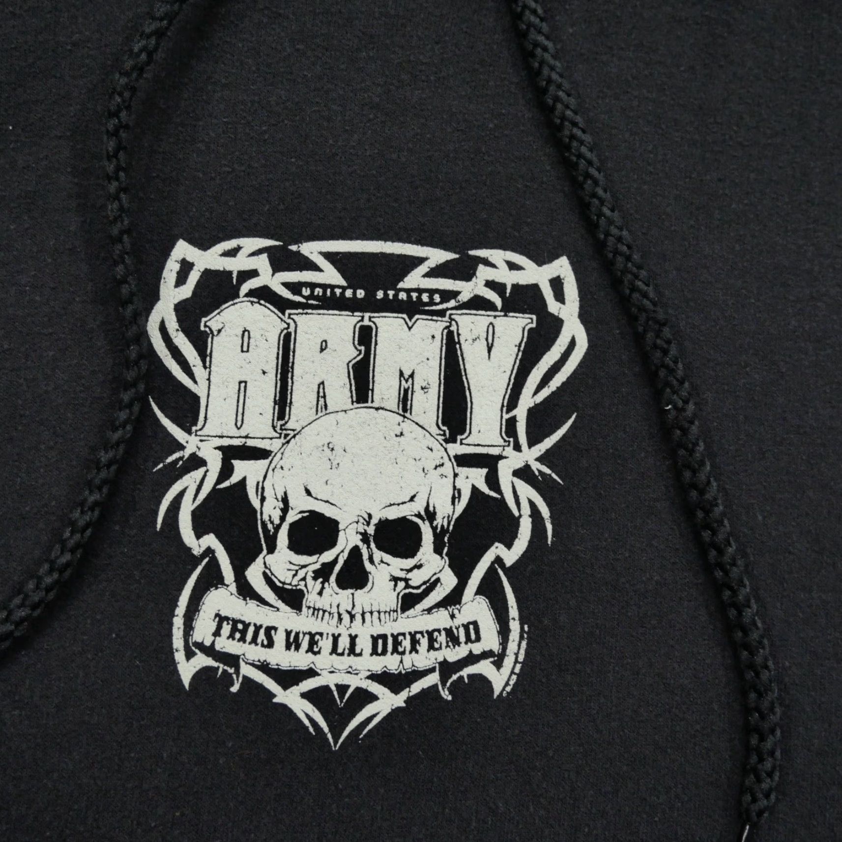 Hanes Vintage US Army Hoodie Adult Large Black Pullover Skull Y2K Size US L / EU 52-54 / 3 - 2 Thumbnail