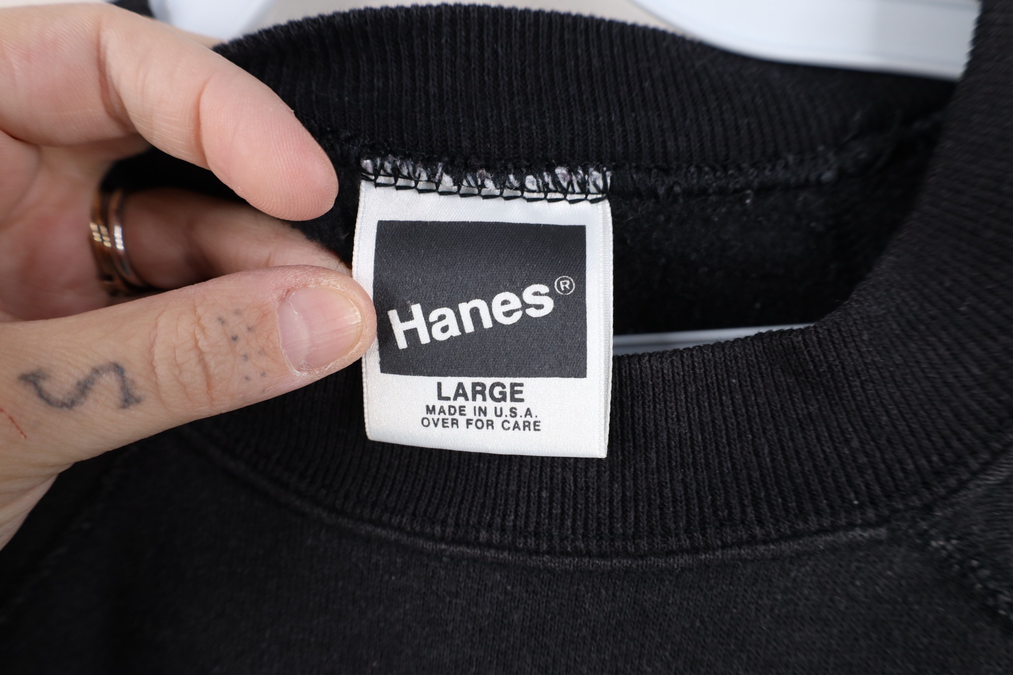 Hanes Vintage 80s 90s Hanes Blank Crewneck Sweatshirt Black USA Size L / US 10 / IT 46 - 9 Thumbnail