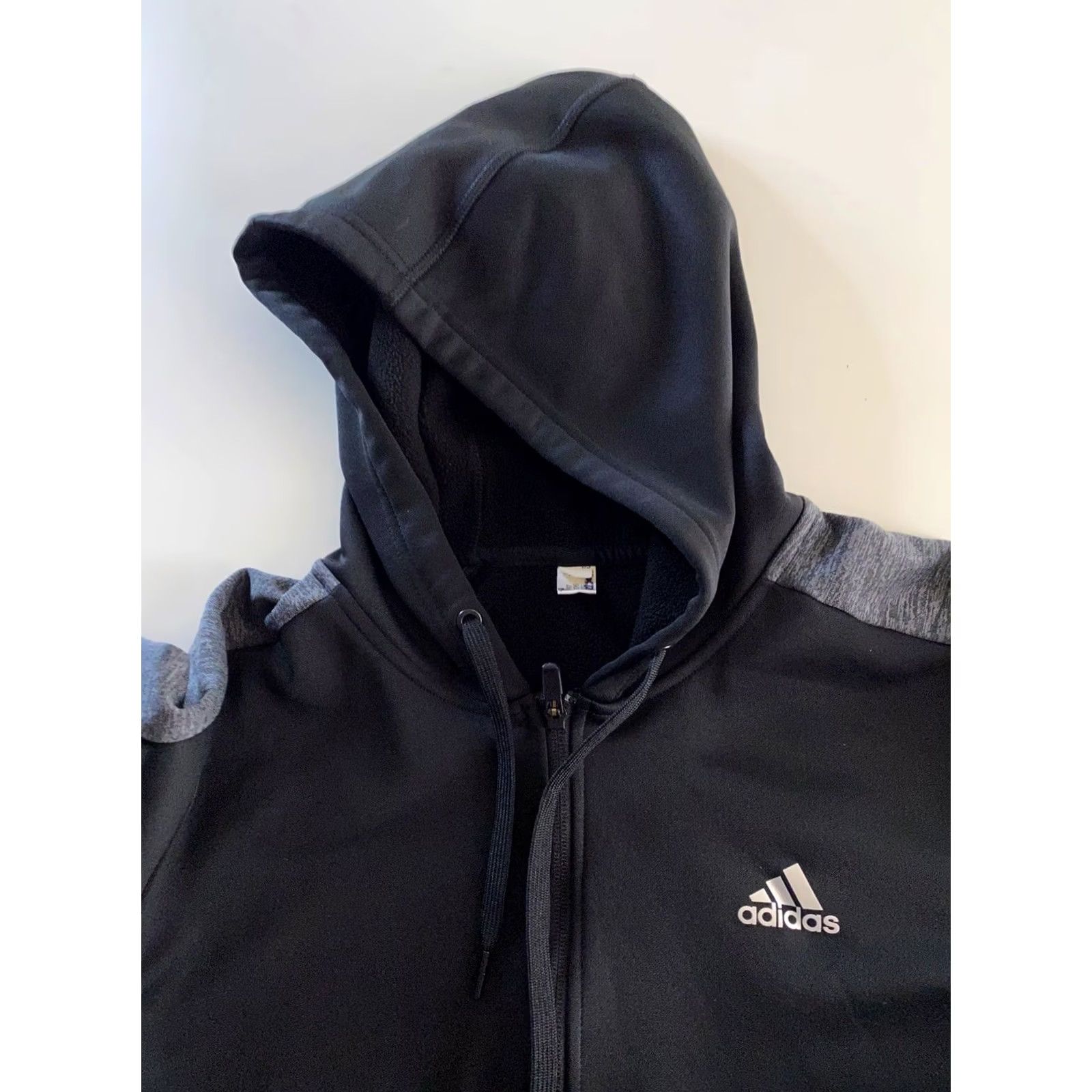 Adidas Adidas Sweater Hoody Black Gray Poly Zippered Small S Mens Size US S / EU 44-46 / 1 - 2 Thumbnail