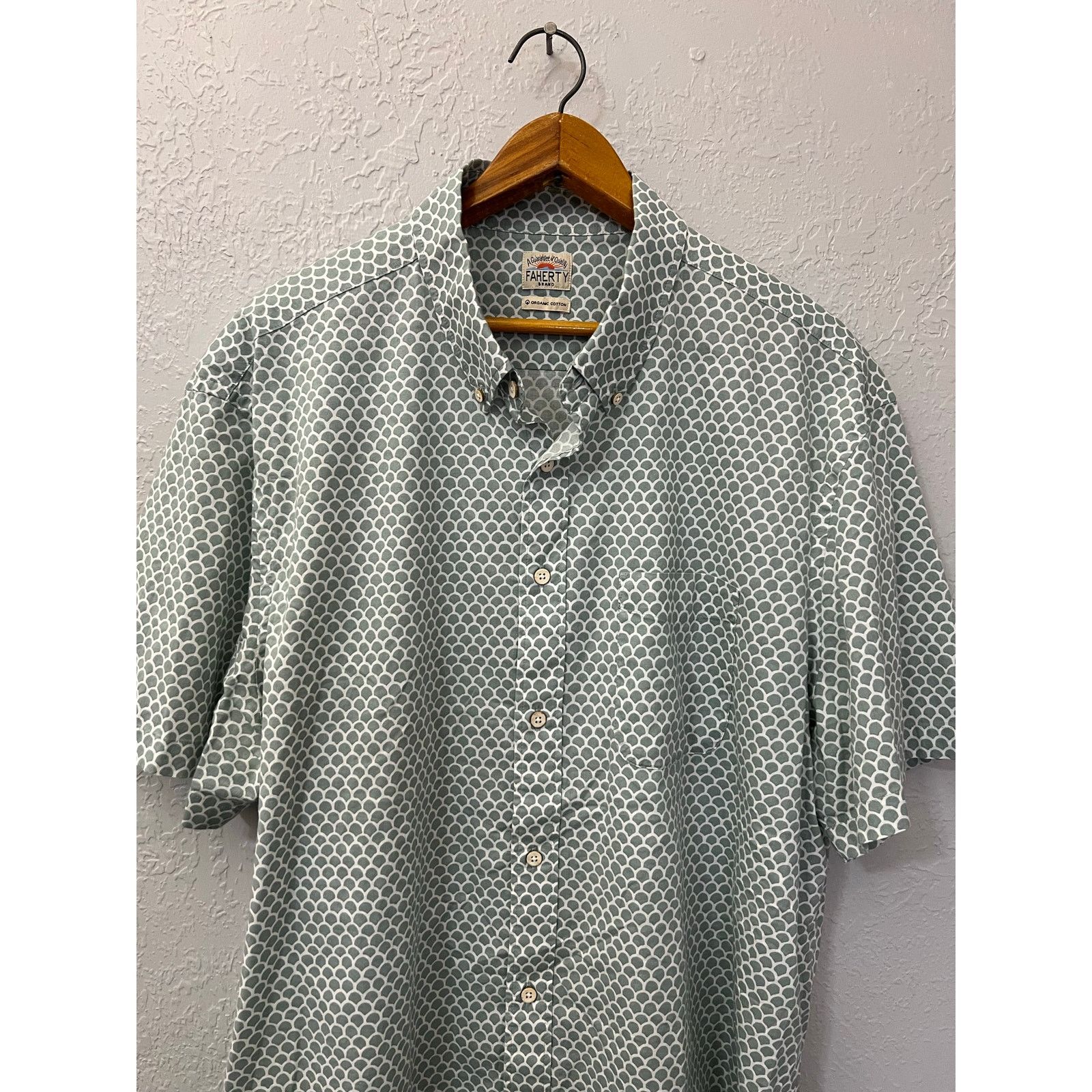 Faherty Faherty Brand Organic Cotton Button Up Shirt Mens XXL Green Size US XXL / EU 58 / 5 - 2 Thumbnail