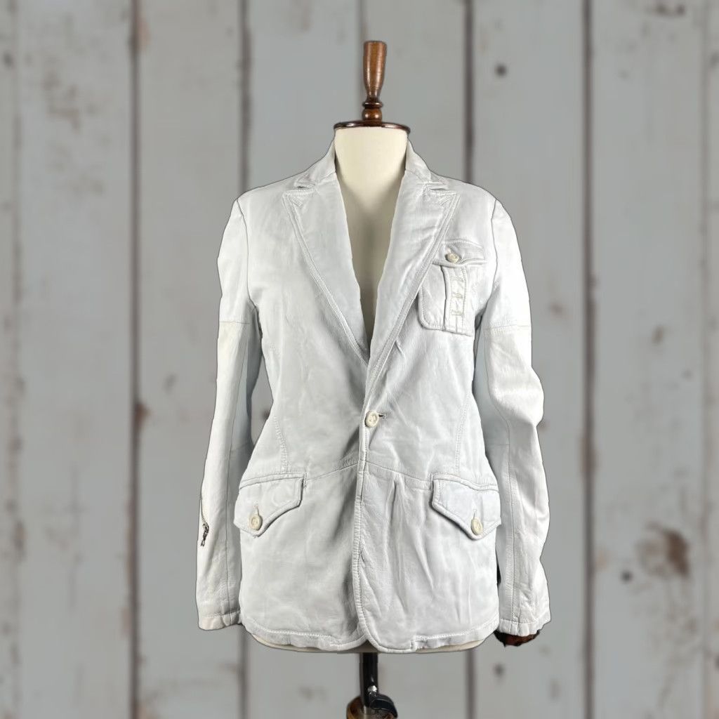 Diesel Diesel Blazer Jacket Womens S White Leather Long Sleeve Button Dressy Casual 90s Modern Womens Size S / US 4 / IT 40 - 1 Thumbnail