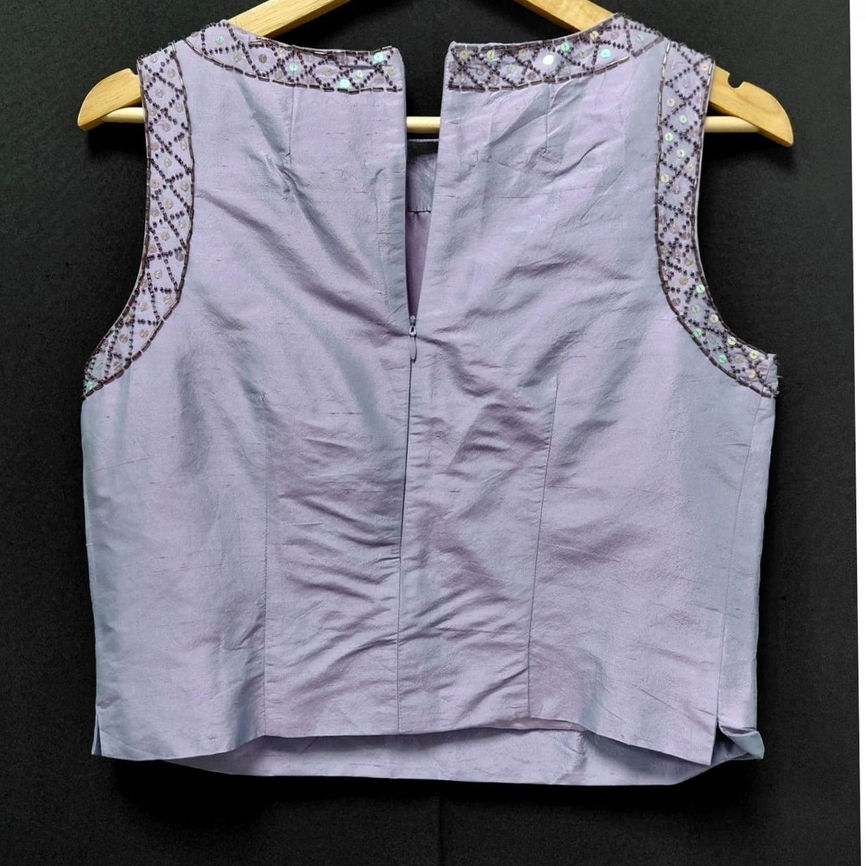 Lilly Pulitzer Lilly Pulitzer Top Womens 6 Purple Silk Embellished Tank Solid Sleeveless Women Size Size M / US 6-8 / IT 42-44 - 2 Thumbnail