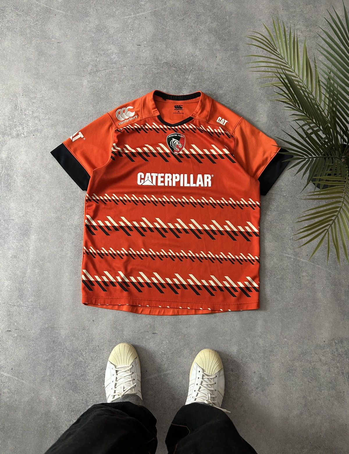 Canterbury of New Zealand Vintage Canterbury X Caterpillar big logo striped jersey Size US XL / EU 56 / 4 - 1 Thumbnail