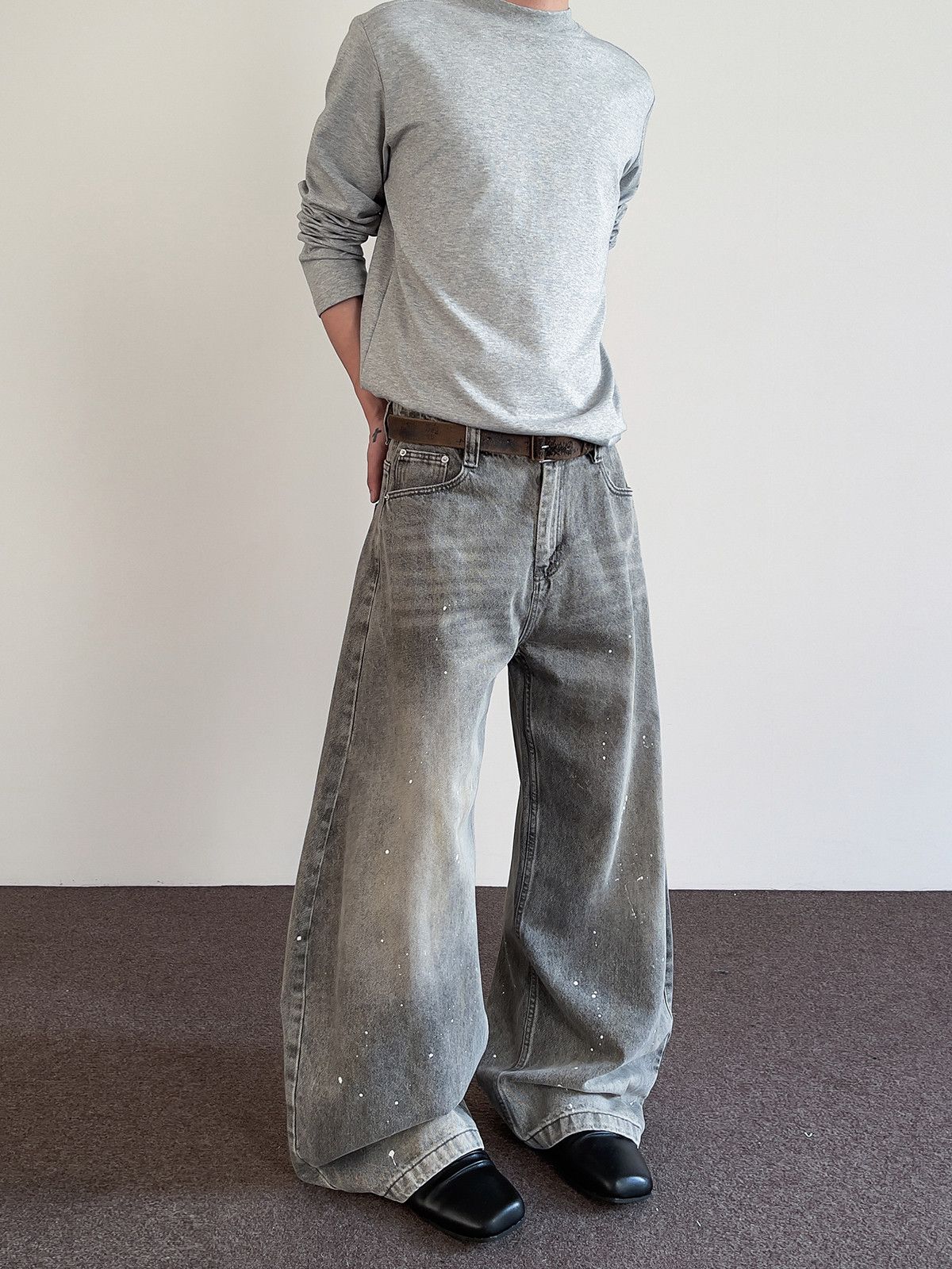 Jean × Vintage Wide Leg Baggy Jeans with Paint Splatter Detail Size US 30 / EU 46 - 6 Thumbnail