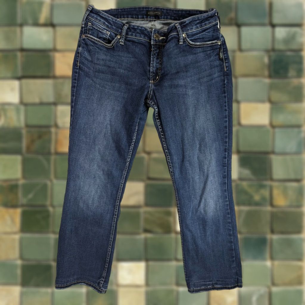 Silver Jeans Co. Silver Jeans Suki Mid Slim Boot Cut Stretch Crop Jeans Women's 36x24 Blue M5J Size 25" / US 0 / IT 36 - 1 Thumbnail