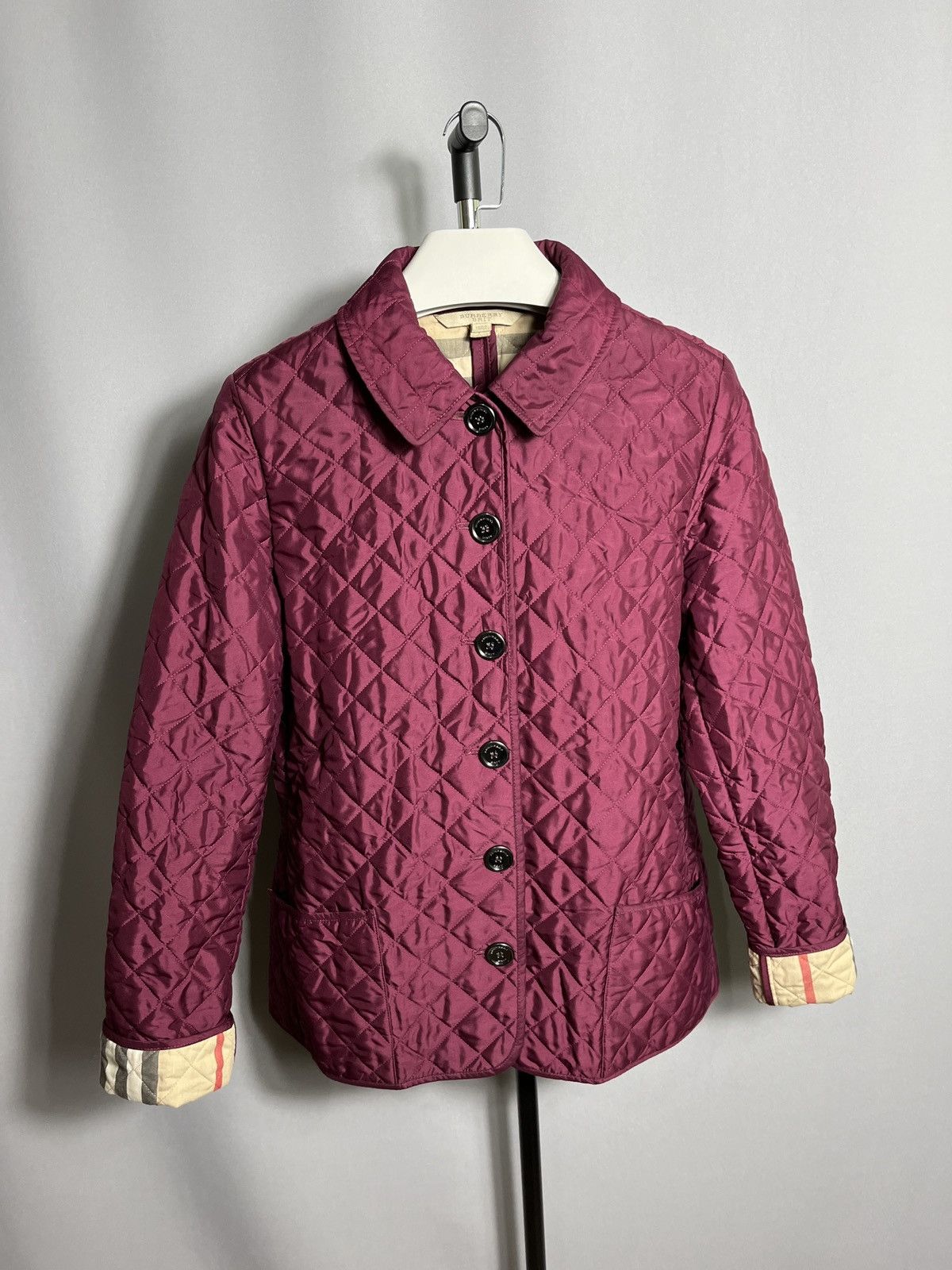 Burberry Brit Quilted Nova Check Short Hot Pink Jacket Women