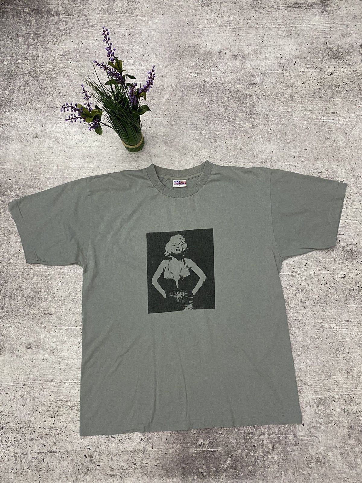 image of Band Tees x Monroe Vintage Marlyn Monroe Hollywood Tshirt in Grey, Men's (Size Large)