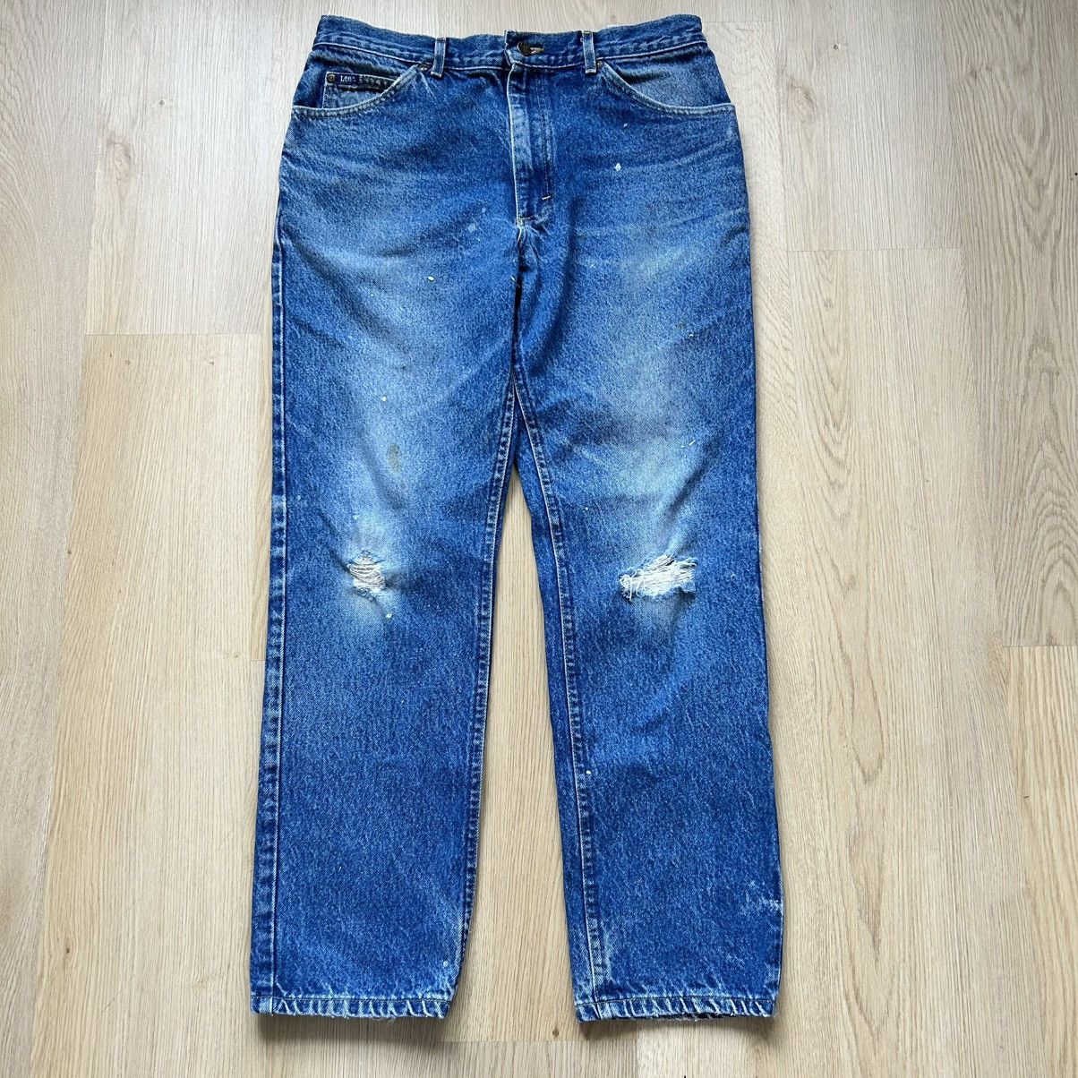 Lee Vintage 90s Lee Dark Wash Distressed Denim Jeans Size US 32 / EU 48 - 1 Thumbnail