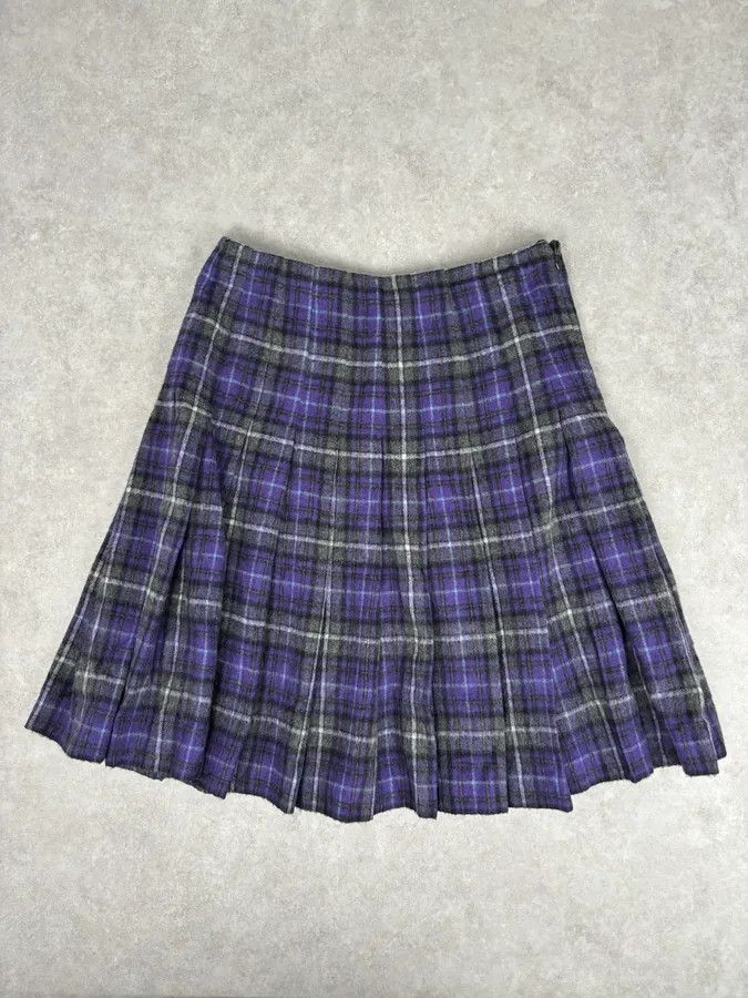 Prada FW2013 Prada Purple Tartan Wool Pleated Skirt Size 30" / US 8 / IT 44 - 1 Thumbnail
