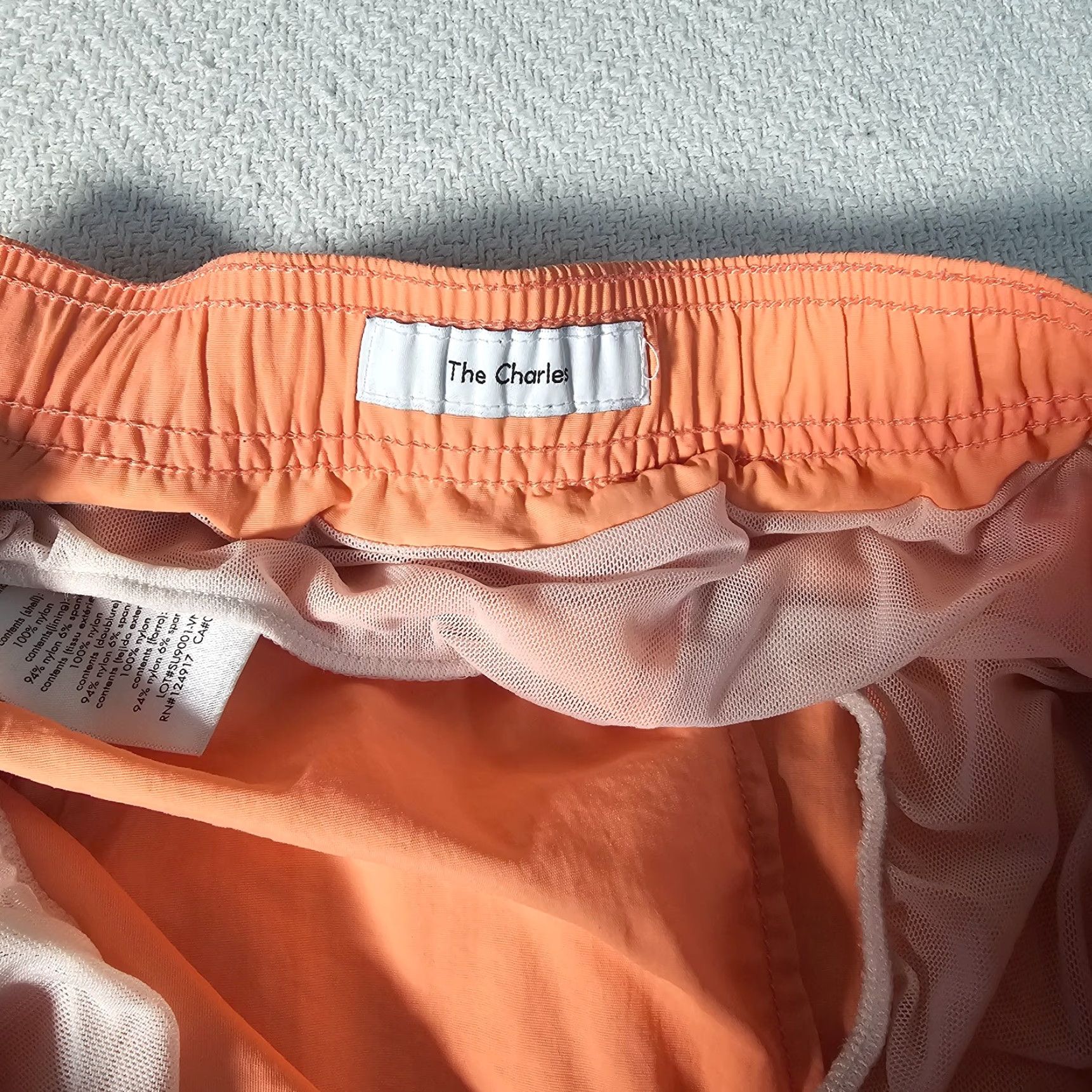 Onia Onia Board Shorts Men L Orange Nylon Solid Beach Casual Drawstring Elastic Waist Mens Size US 33 - 4 Thumbnail