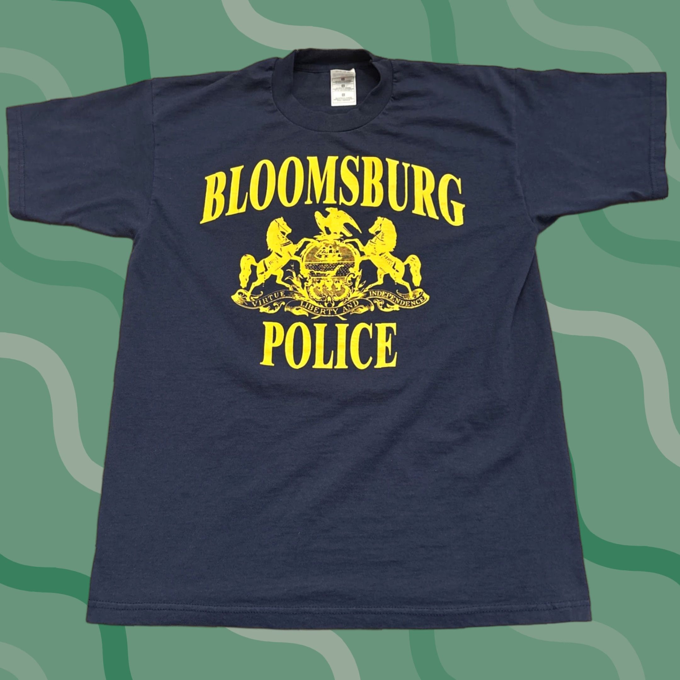 Fruit Of The Loom VINTAGE Bloomsburg Police T Shirt Men L Blue Spell Out EUC Pennsylvania Shirt Adult Large Blue Police Theme Mens Size US L / EU 52-54 / 3 - 1 Thumbnail