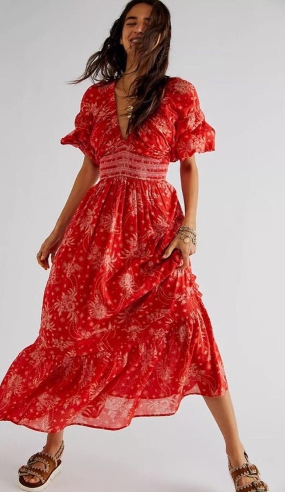 Free People Free People Golden Hour Maxi Dress Size Small Cherry EUC Size S / US 4 / IT 40 - 2 Thumbnail