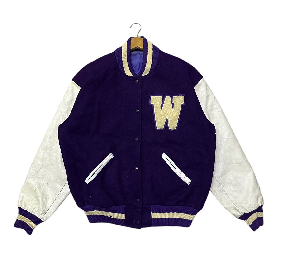 Vintage Vintage 80s washington big logo varsity jacket Size US L / EU 52-54 / 3 - 2 Thumbnail