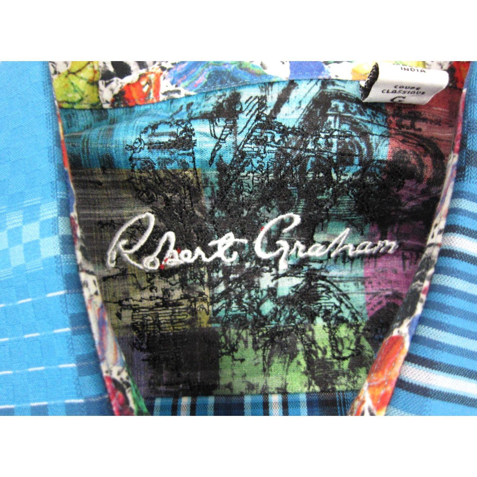 Robert Graham VINTAGE Robert Graham Shirt Mens L Blue Plaid Cotton 90s Tropical Barrel Cuff Collared Long Sleeve Dress Shirt Size US L / EU 52-54 / 3 - 3 Thumbnail