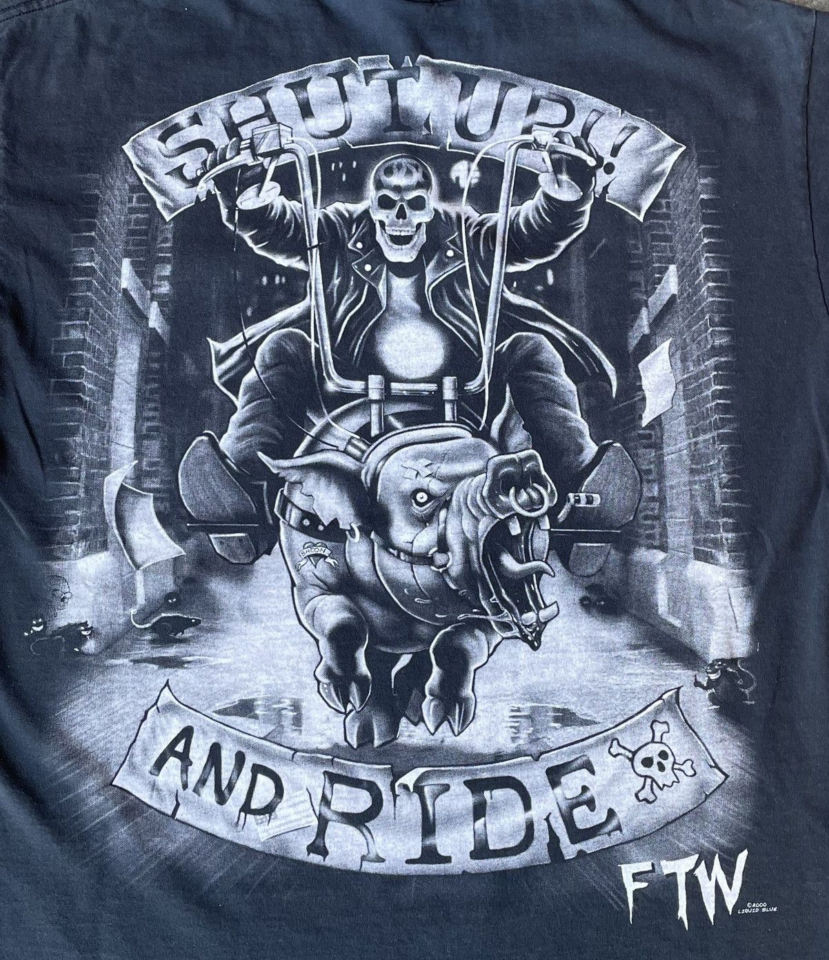Liquid Blue 2000 Liquid Blue Shut Up And Ride Biker Skull T Shirt Size US XL / EU 56 / 4 - 7 Thumbnail