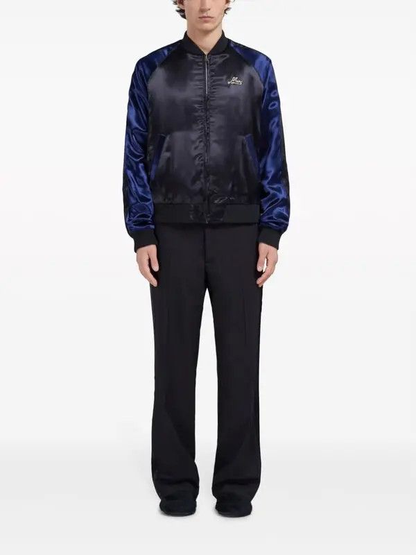 Marni o1w1db11125 Logo-Embroidered Satin Bomber Jacket in Blue Size US S / EU 44-46 / 1 - 2 Thumbnail