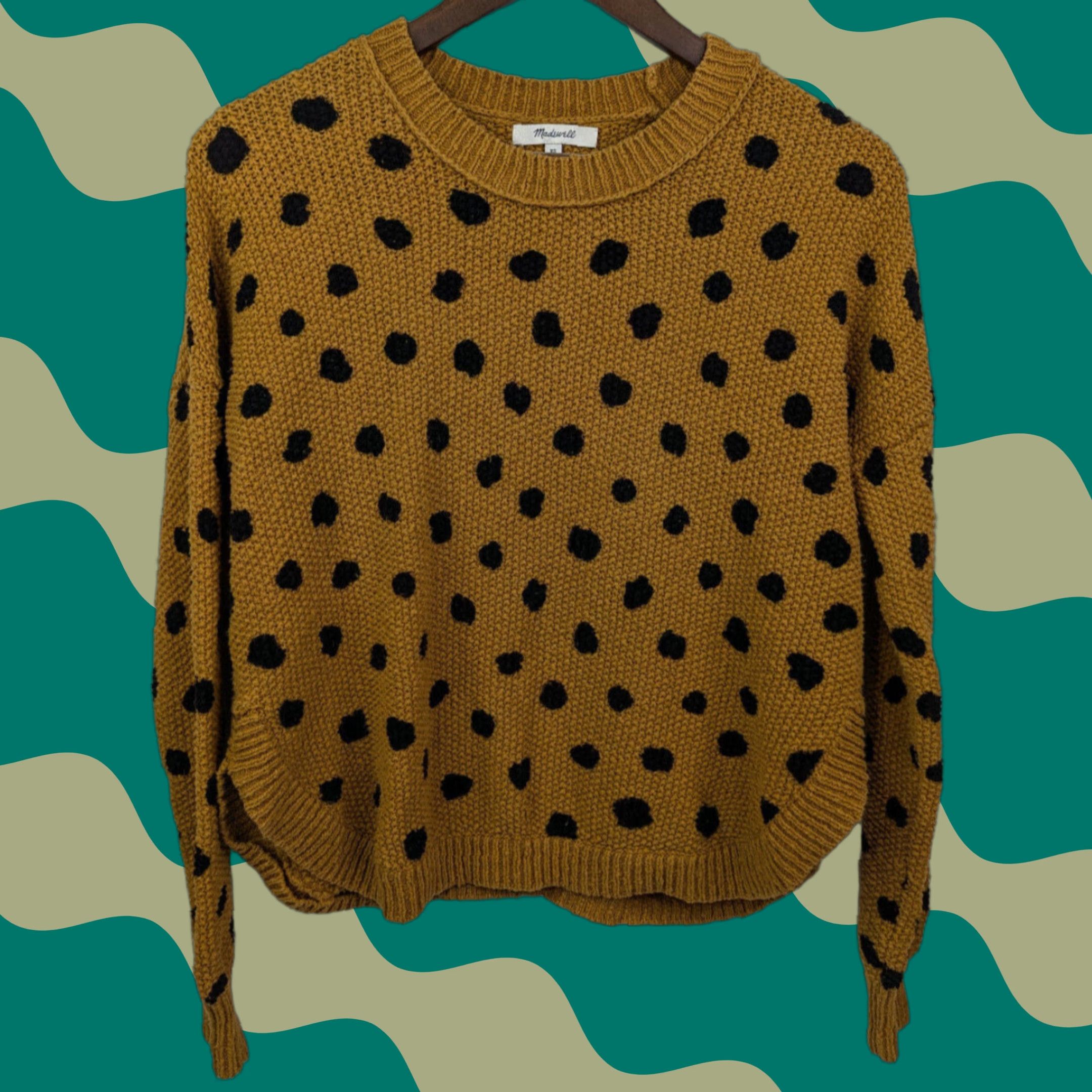 Madewell VINTAGE Madewell Pullover Sweater Crew Neck Women XS Mustard Gold Polka Dot Knit Cotton Pullover 90s Style Pink? Size XS / US 0-2 / IT 36-38 - 1 Thumbnail