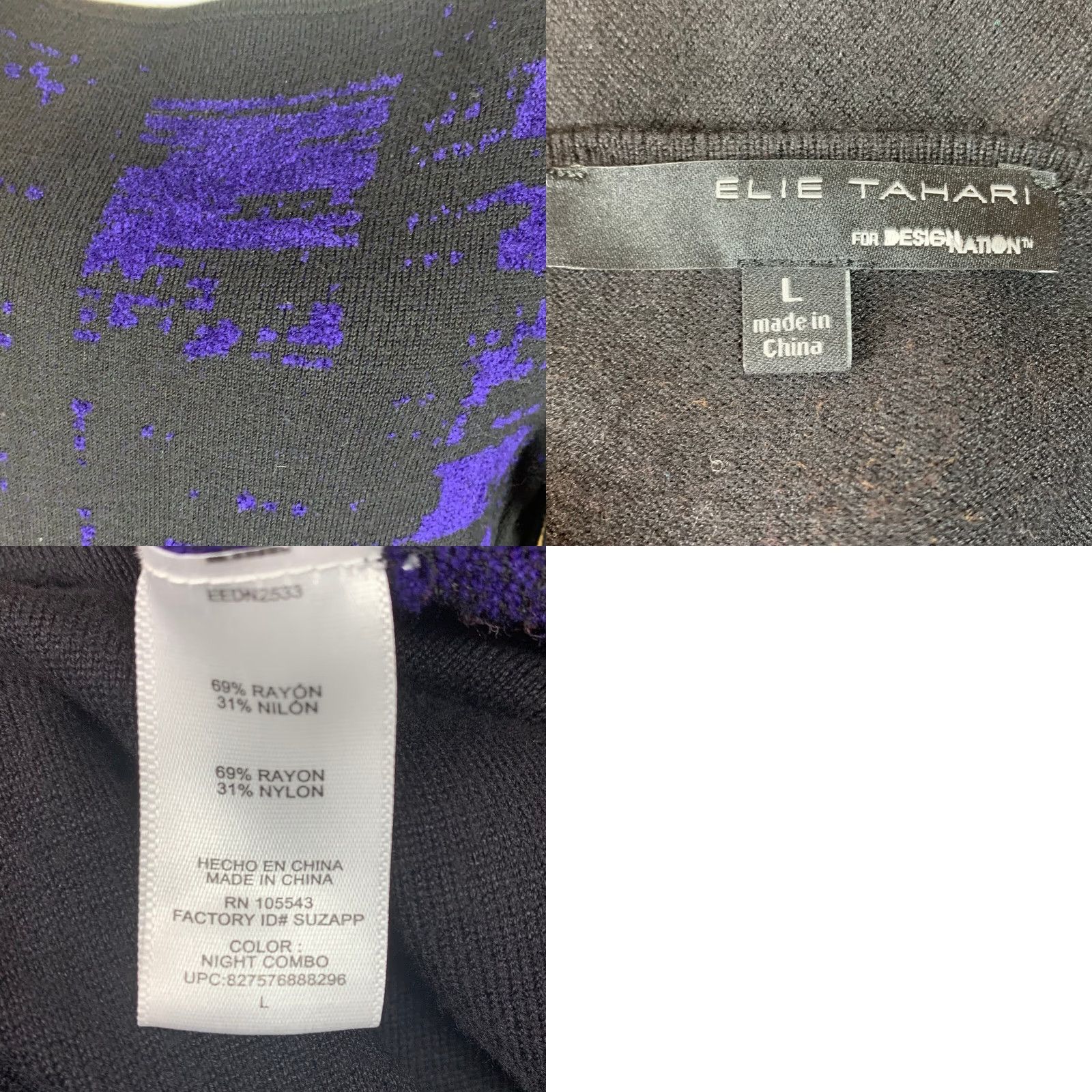 Elie Tahari Elie Tahari for Design Nation Women Size L Sheath Dress Knit Business Black Blue Size L / US 10 / IT 46 - 8 Thumbnail
