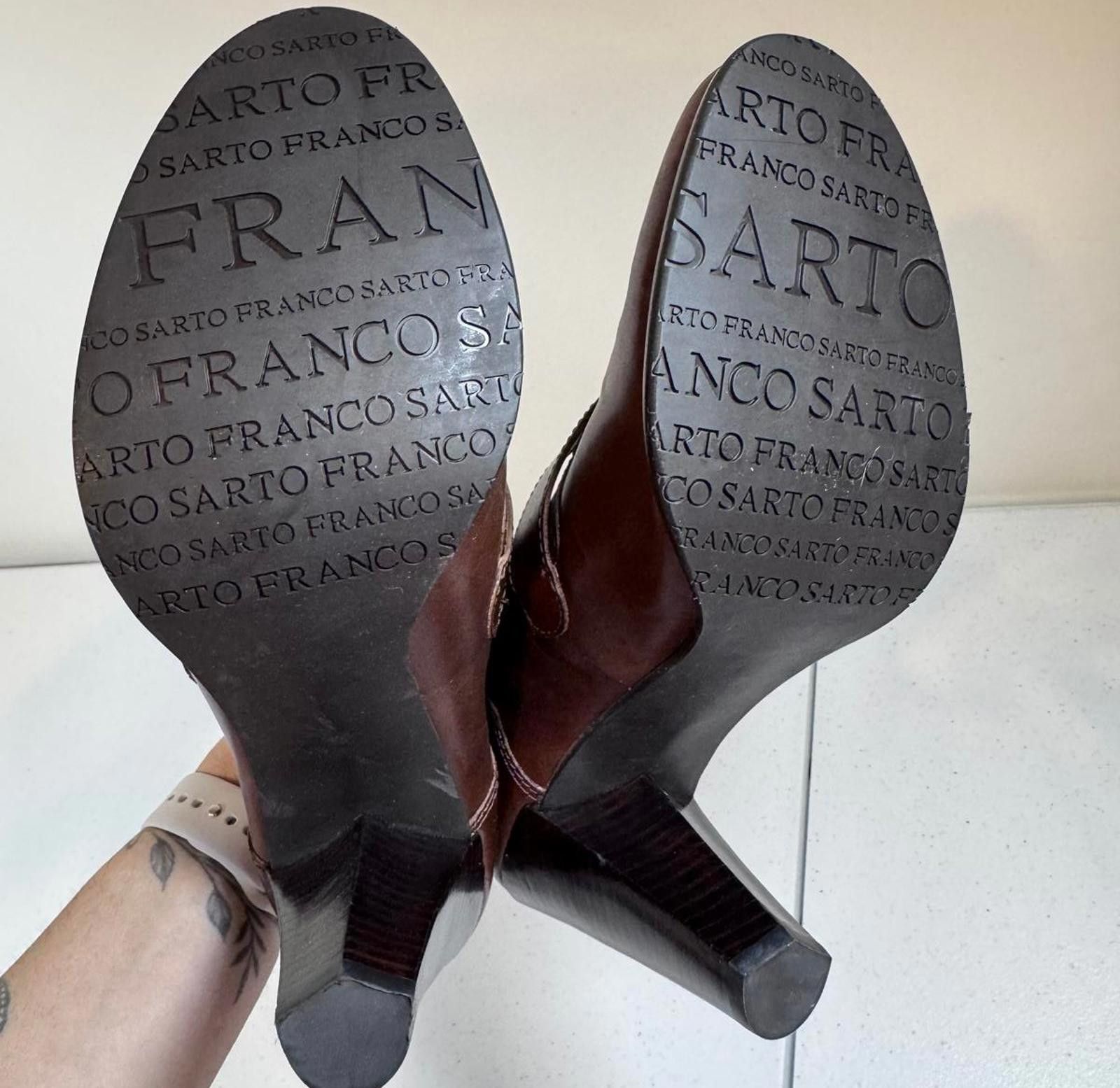 Designer Franco Sarto Brown Leather Heeled Boots Size US 10 / IT 40 - 4 Thumbnail
