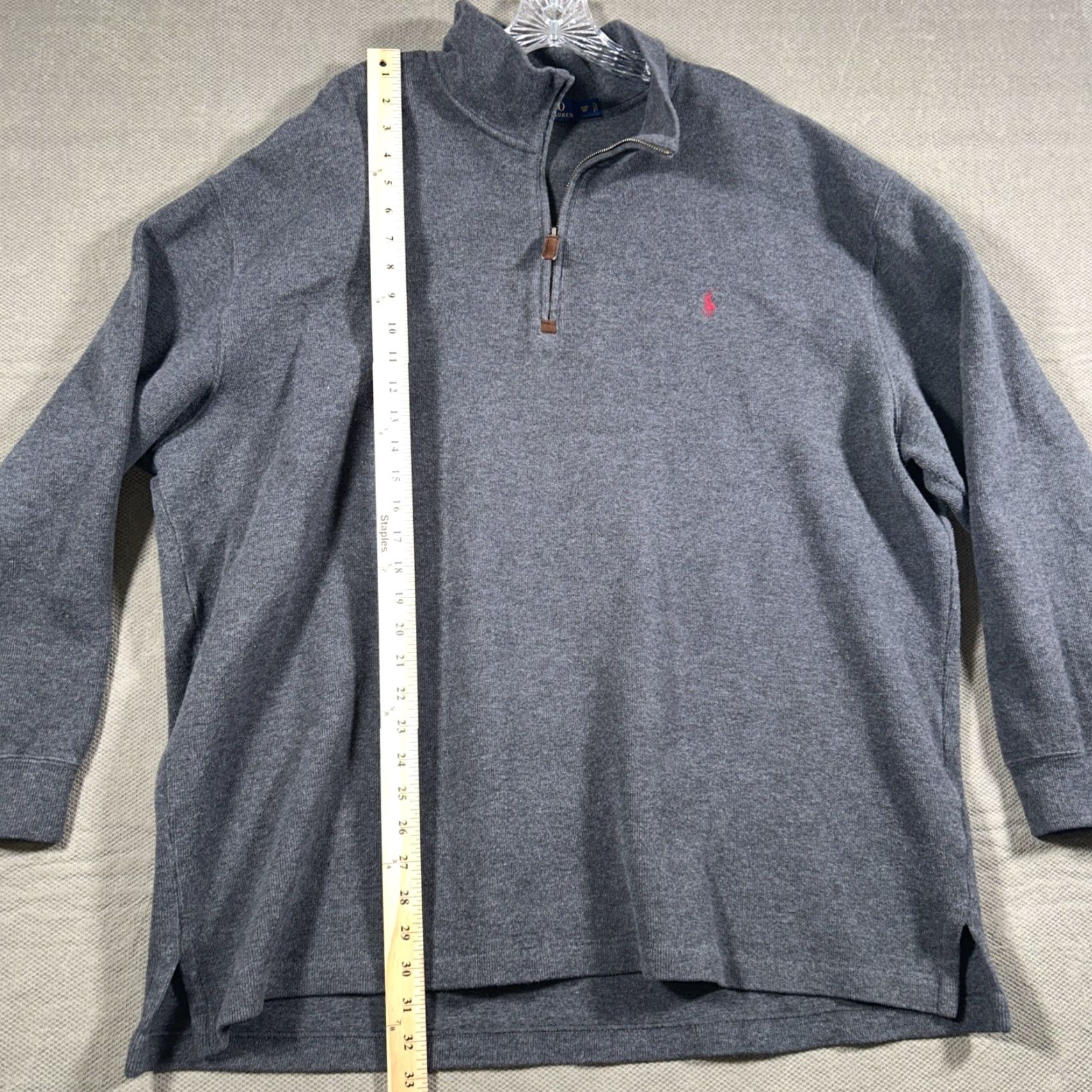 Ralph Lauren Polo Ralph Lauren Pullover Sweater Mens 2XB 1/4 Zip Mock Neck Gray 2X L Big & Tall - Regular Fit, Cotton Knit, Golf Casual Sweatshirt Size US XXL / EU 58 / 5 - 5 Thumbnail