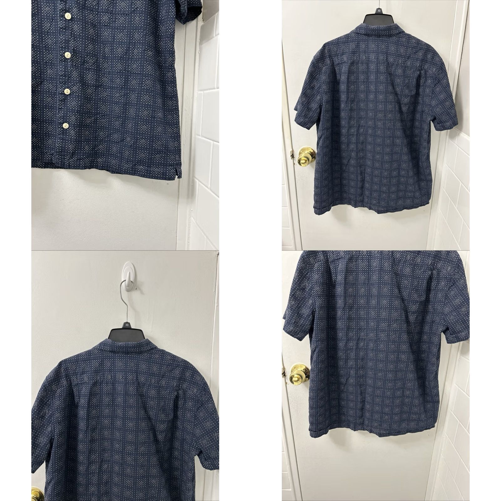 Vintage LL Bean Shirt Mens L Navy Blue Geometric Slim Fit Button-Down Short Sleeve Casual City Classic Size US L / EU 52-54 / 3 - 8 Thumbnail