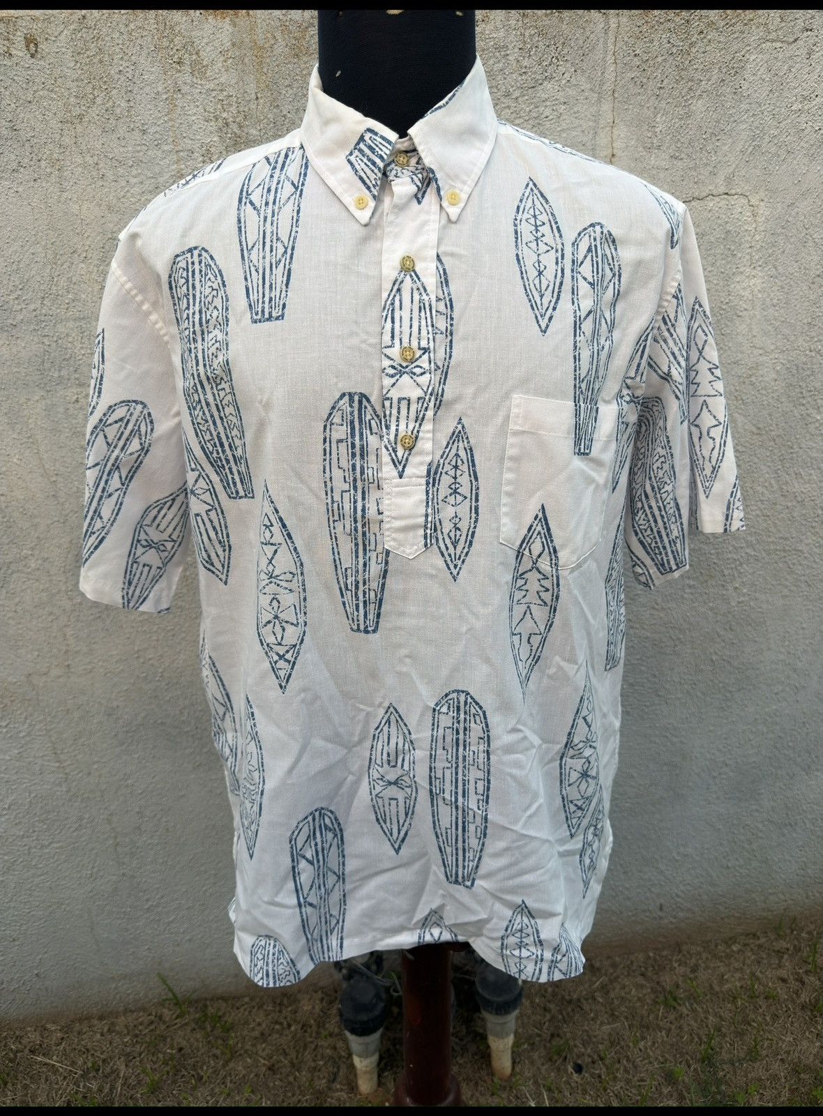Reyn Spooner PreOwned Reyn Spooner White/Blue Hawaiian Print Men's L Size US L / EU 52-54 / 3 - 1 Thumbnail