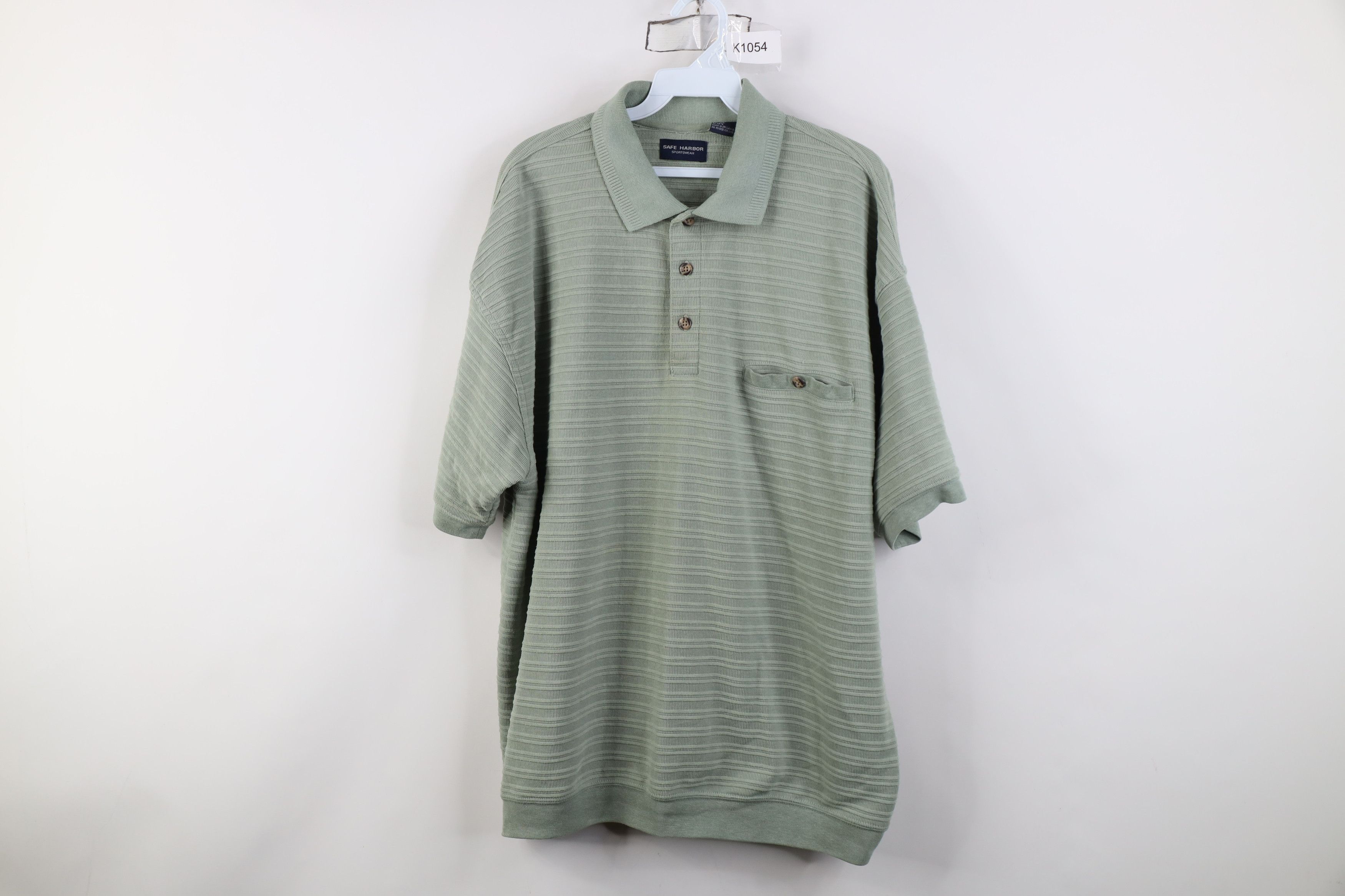Vintage Vintage 90s Streetwear Ribbed Knit Pullover Polo Shirt Green Size US XL / EU 56 / 4 - 1 Thumbnail