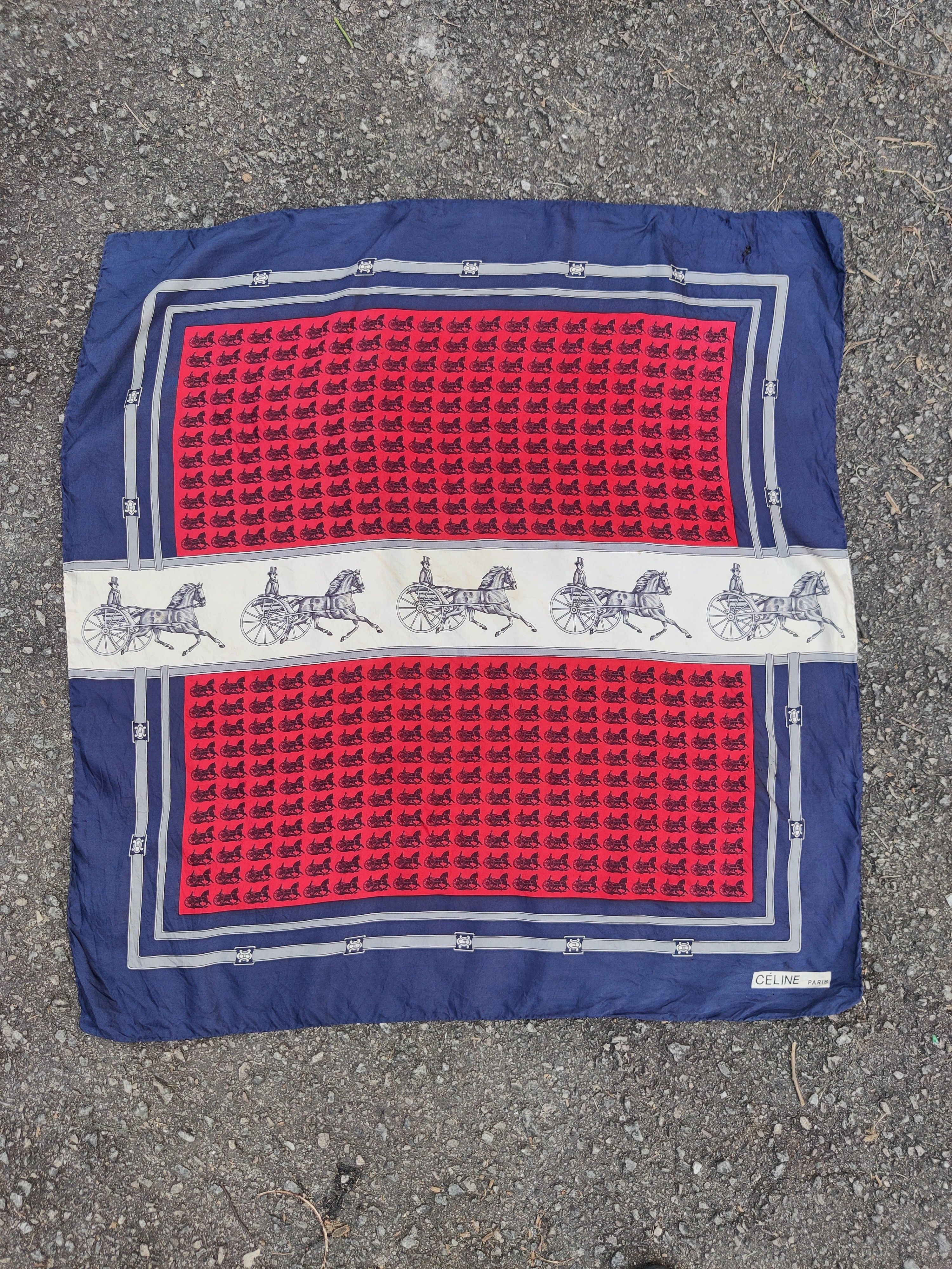 Celine Vintage Distressed Celine Paris Big Luxury Scarves Size ONE SIZE - 5 Thumbnail