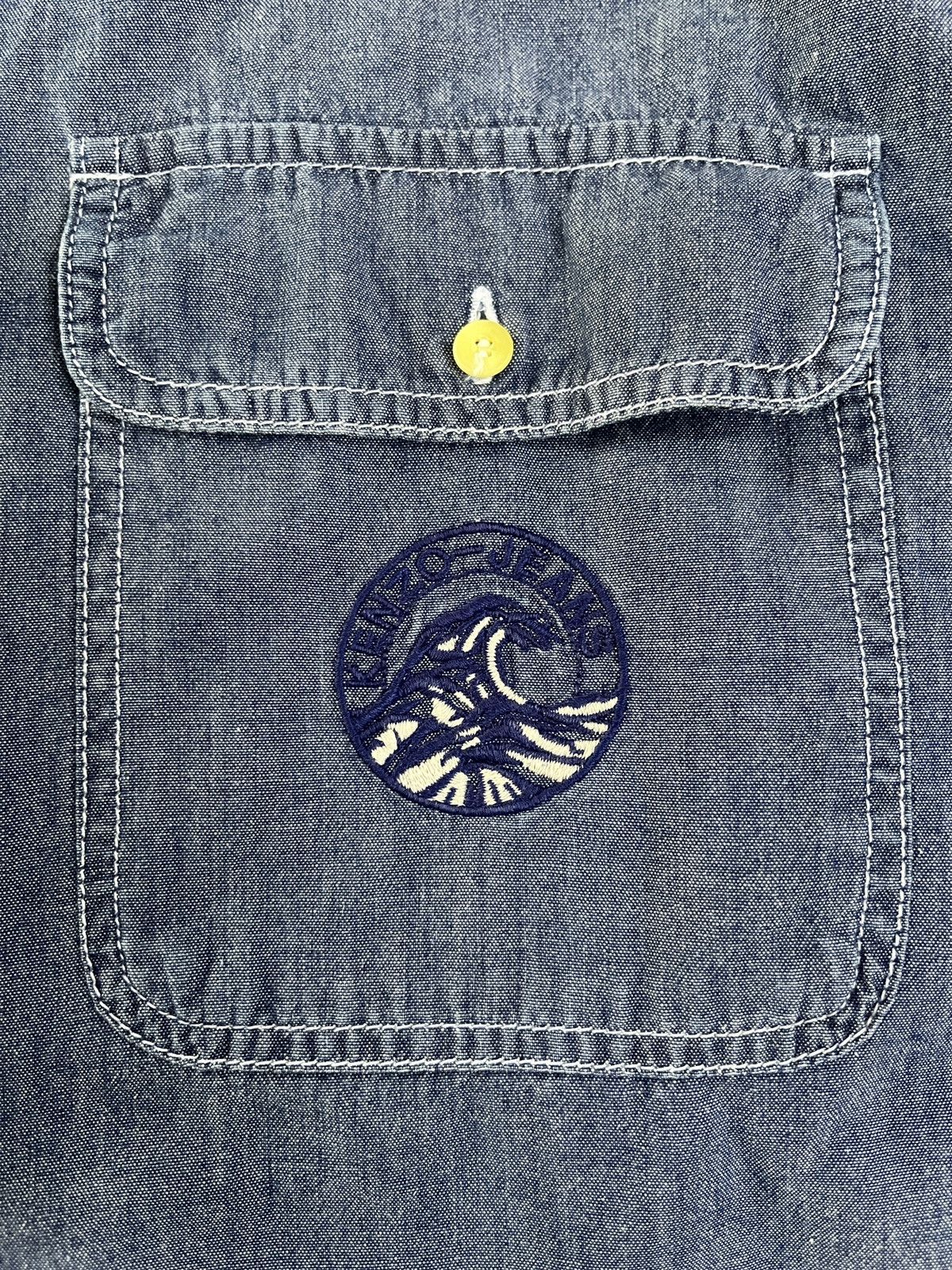 Kenzo Vintage Kenzo Embroidery Wave Indigo Denim Chambray Shirt Size US L / EU 52-54 / 3 - 12 Thumbnail