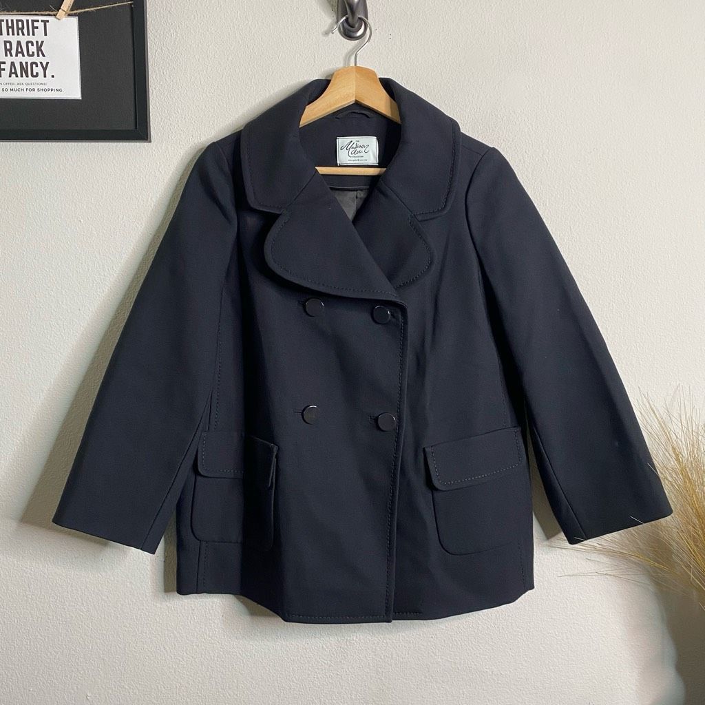 Kate Spade Kate Spade Madison Ave Pea Coat Black Button Front Greer Coa Size L / US 10 / IT 46 - 2 Thumbnail
