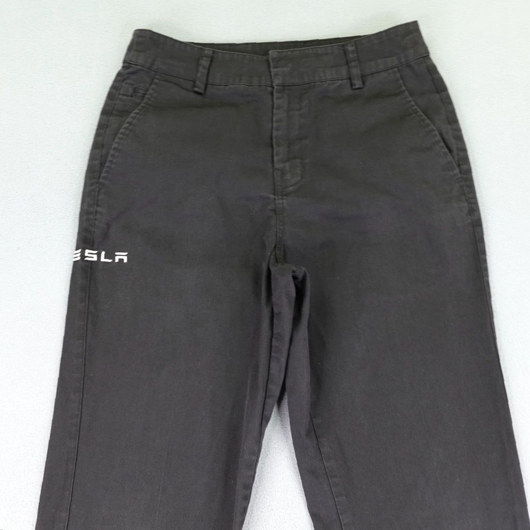 Vintage Tesla Pants Mens 30x32 Black Chino Utility Work Pants Mens Black Cotton Polyester Logo 90s Cars Theme Regular Straight Inseam 31in Jeans Style Chino Size US 31 - 2 Thumbnail