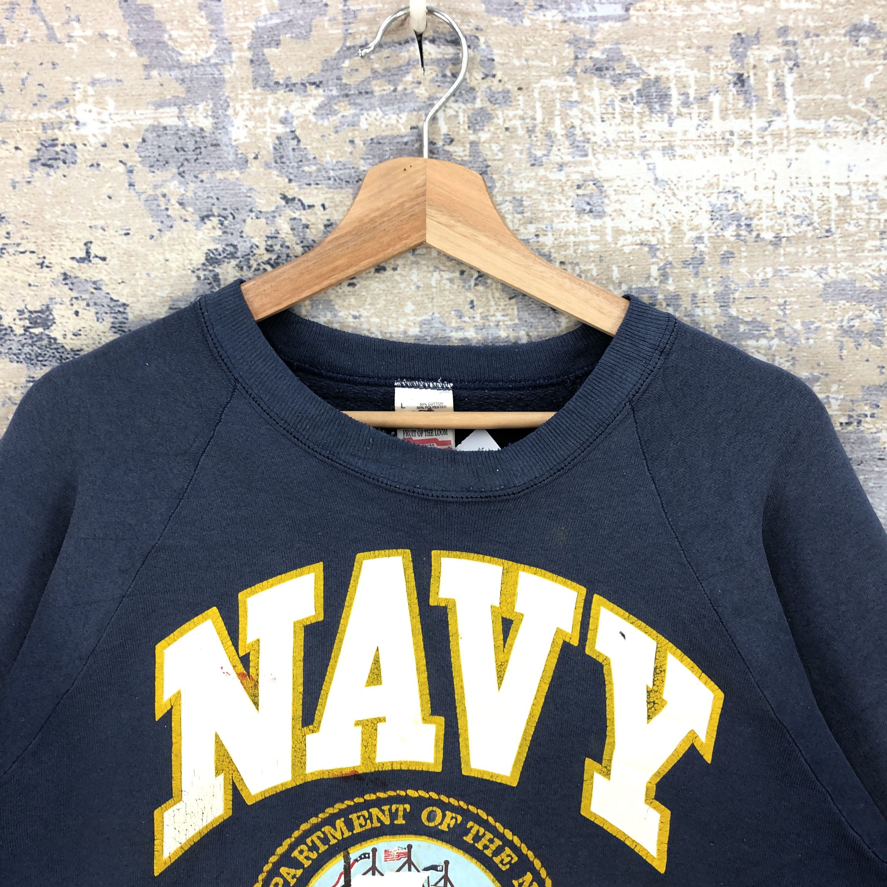 Vintage Vintage 90's Navy Sweatshirt Navy USA Sweater Jumper Size US L / EU 52-54 / 3 - 4 Thumbnail