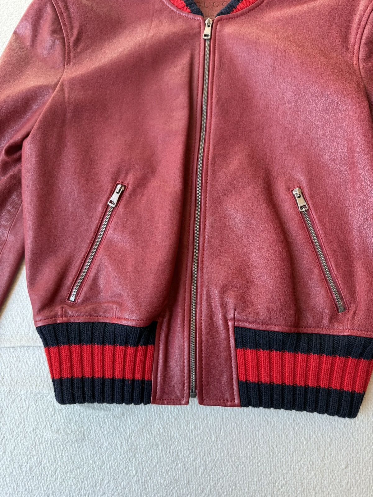 Gucci Gucci Red Leather Firefly Jacket – Pre-Fall 2016 Size M / US 6-8 / IT 42-44 - 4 Thumbnail