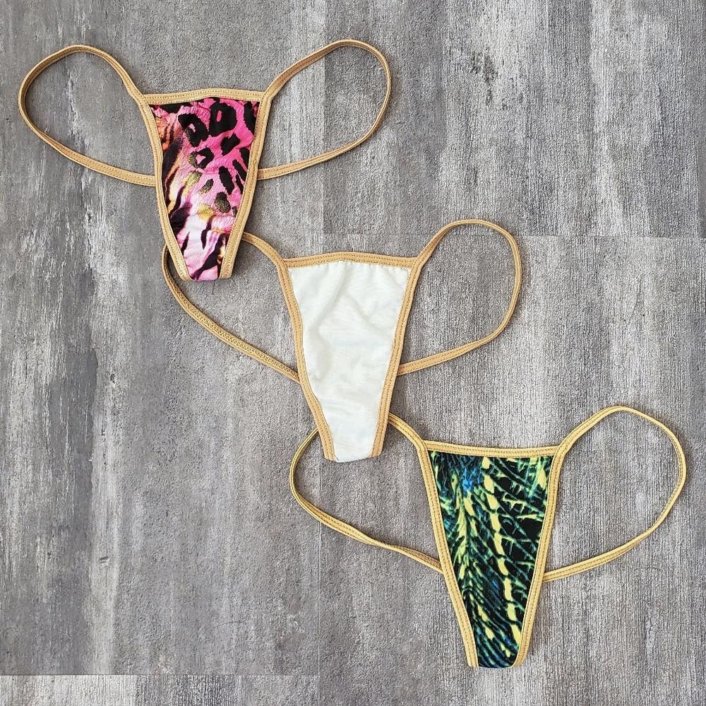 Designer Custom Gold Trim LMG Exotic Lingerie Panty Size ONE SIZE - 1 Thumbnail