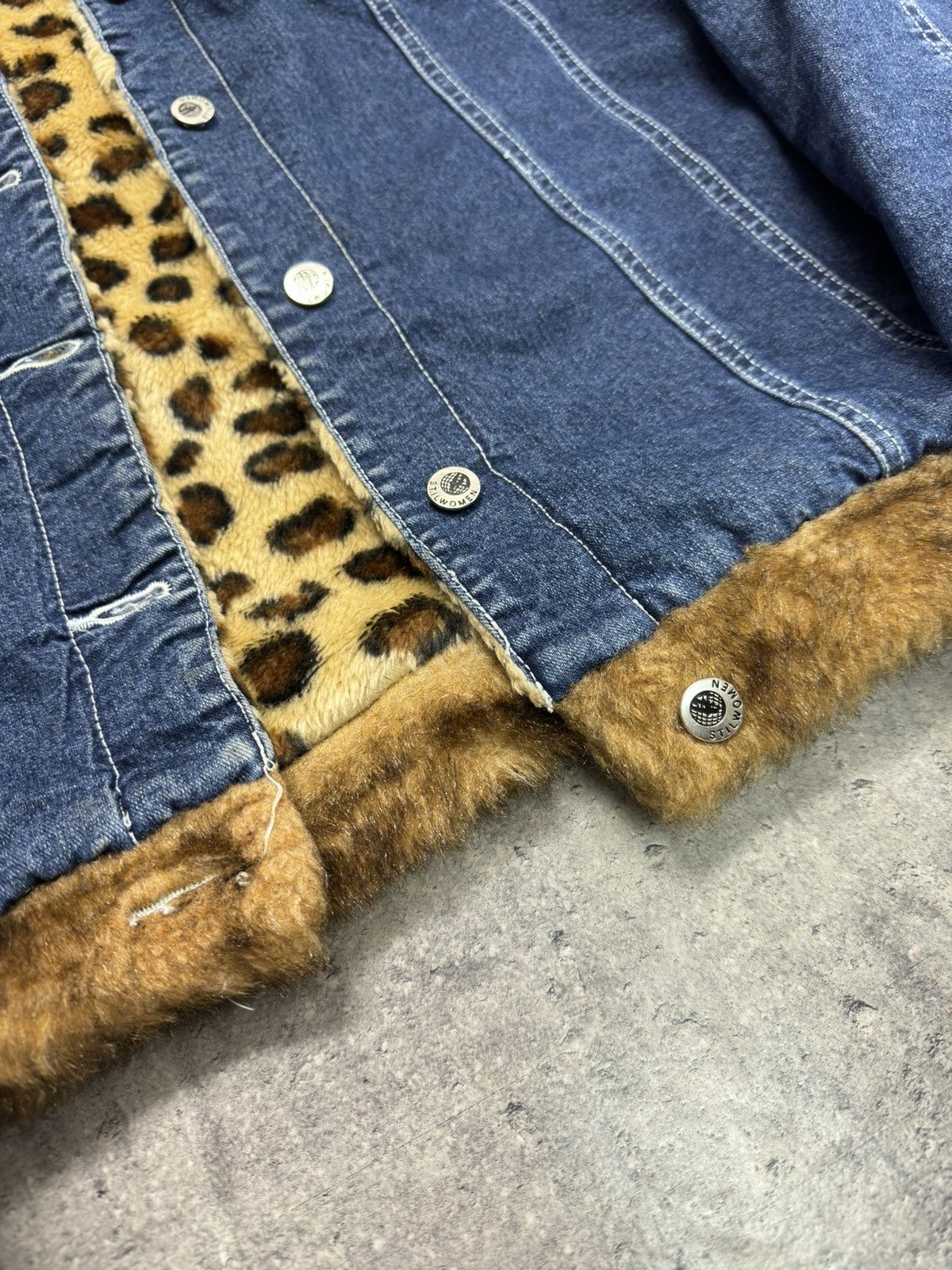 If Six Was Nine ᶠᵃⁿᶜʸᵍᵘʸ Faux Fur Collar Denim Jacket Boxy Vintage Y2K Size US M / EU 48-50 / 2 - 3 Thumbnail