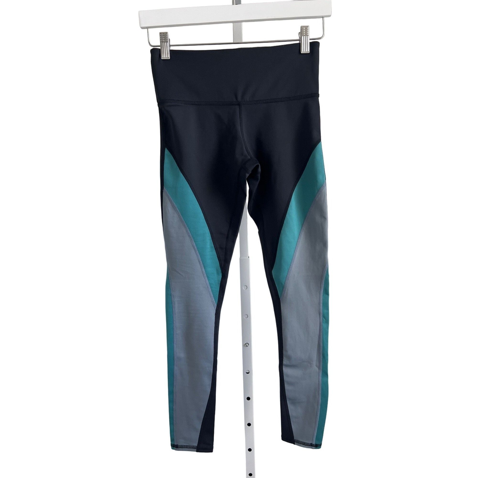 Other Noli Contrast Print Leggings Black With Teal & Grey Panels Size 27" / US 4 / IT 40 - 2 Thumbnail